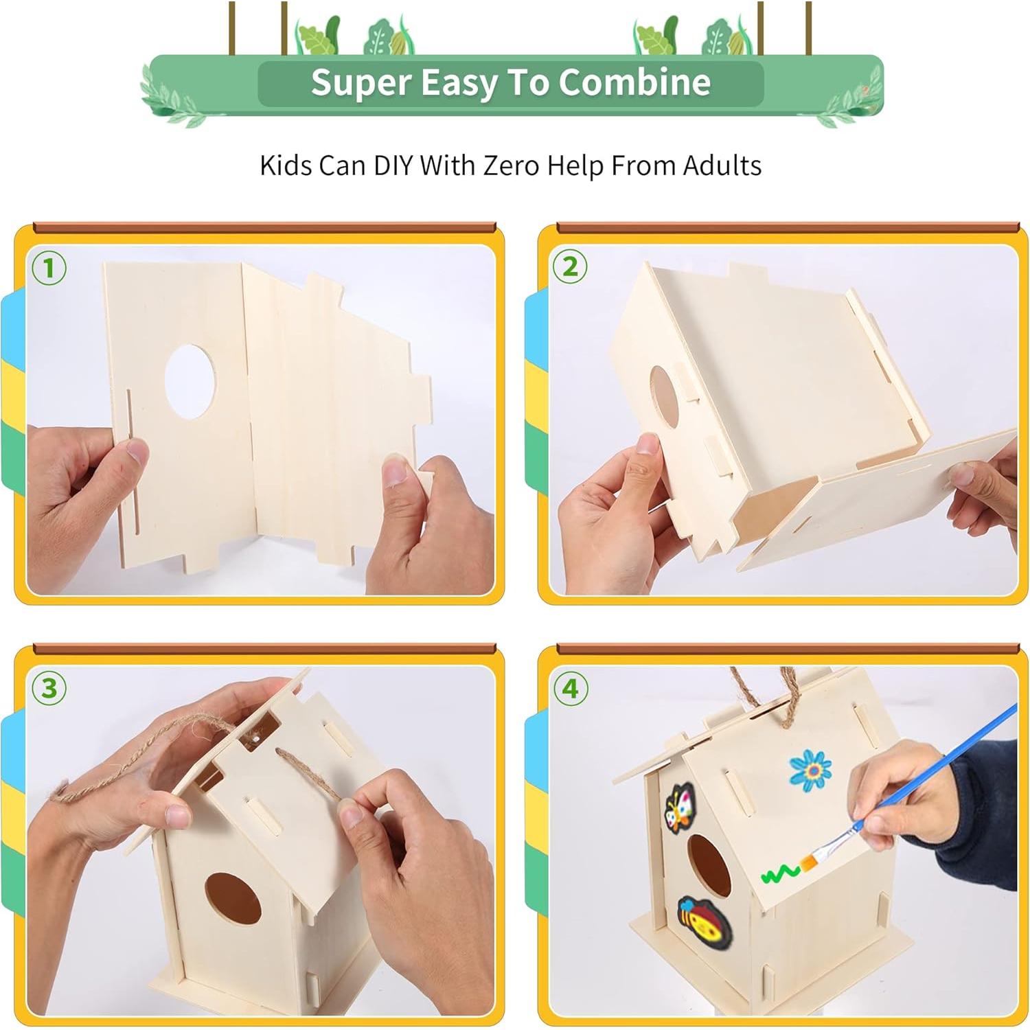 Kits de Casas para Aves DIY ILHSTY - 6 Paquetes de Madera