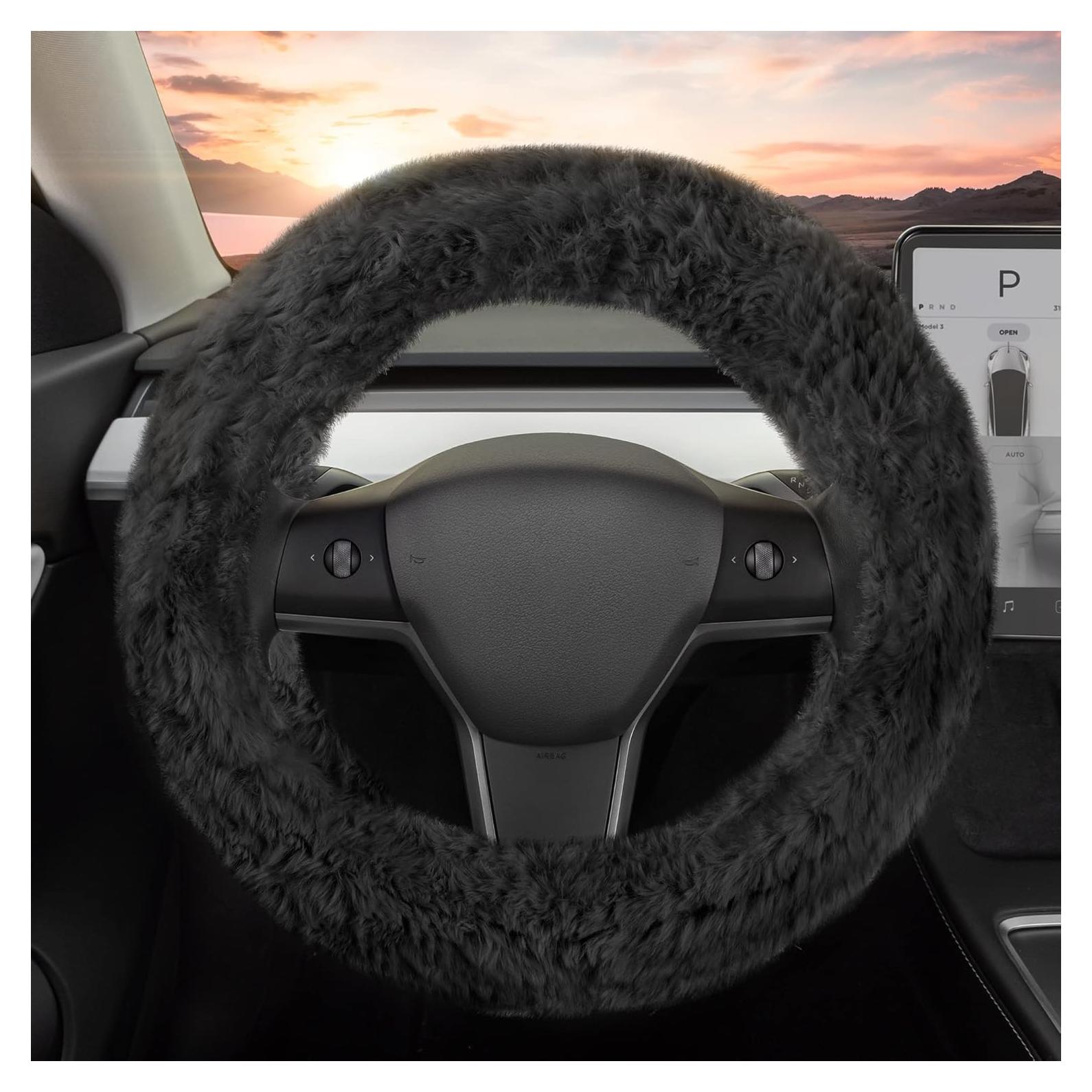 Cubierta de Volante Peluda Carbella CBSW-920-BK Negra 36.8-39.4 cm