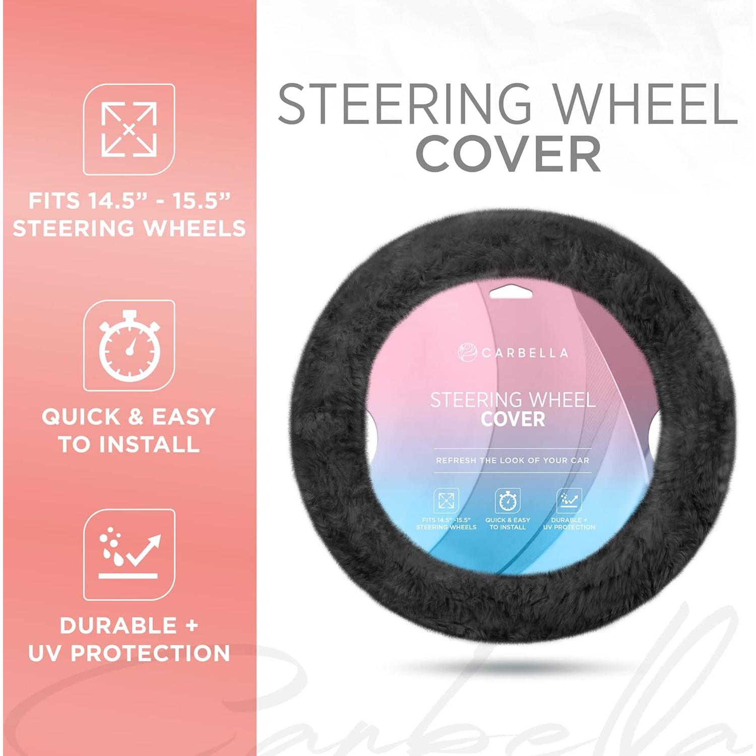 Cubierta de Volante Peluda Carbella CBSW-920-BK Negra 36.8-39.4 cm