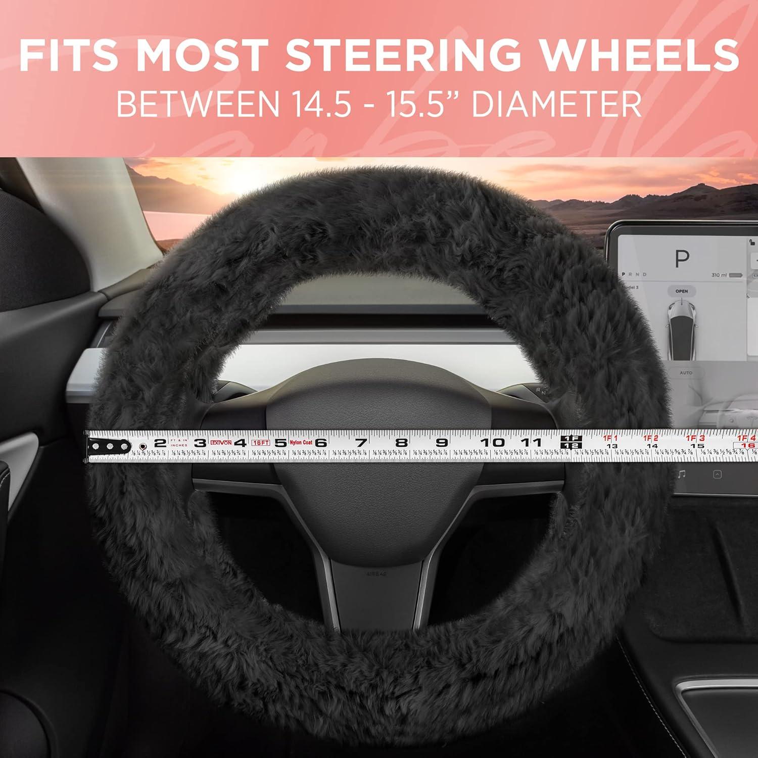 Cubierta de Volante Peluda Carbella CBSW-920-BK Negra 36.8-39.4 cm