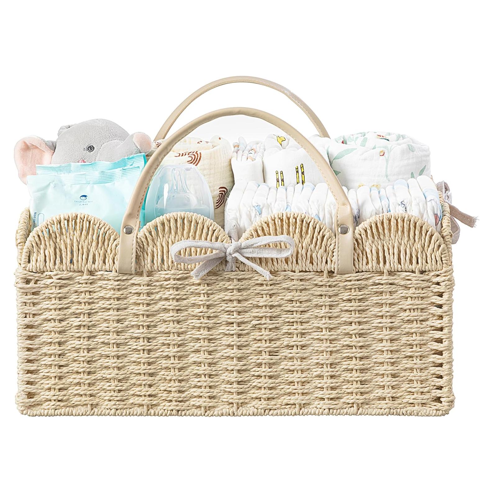 Cesta Grande para Pañales HBlife Beige, Organizador Portátil