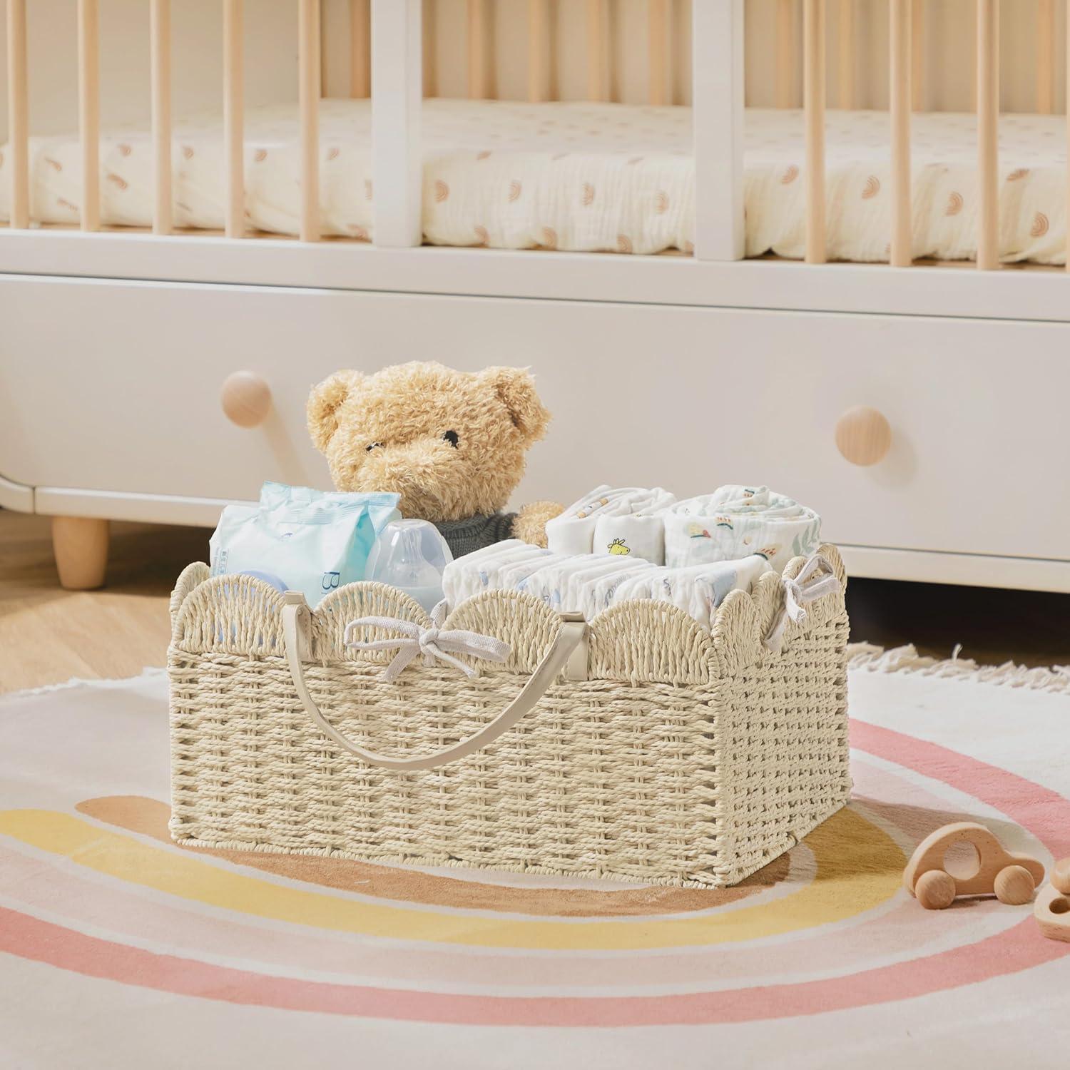 Cesta Grande para Pañales HBlife Beige, Organizador Portátil