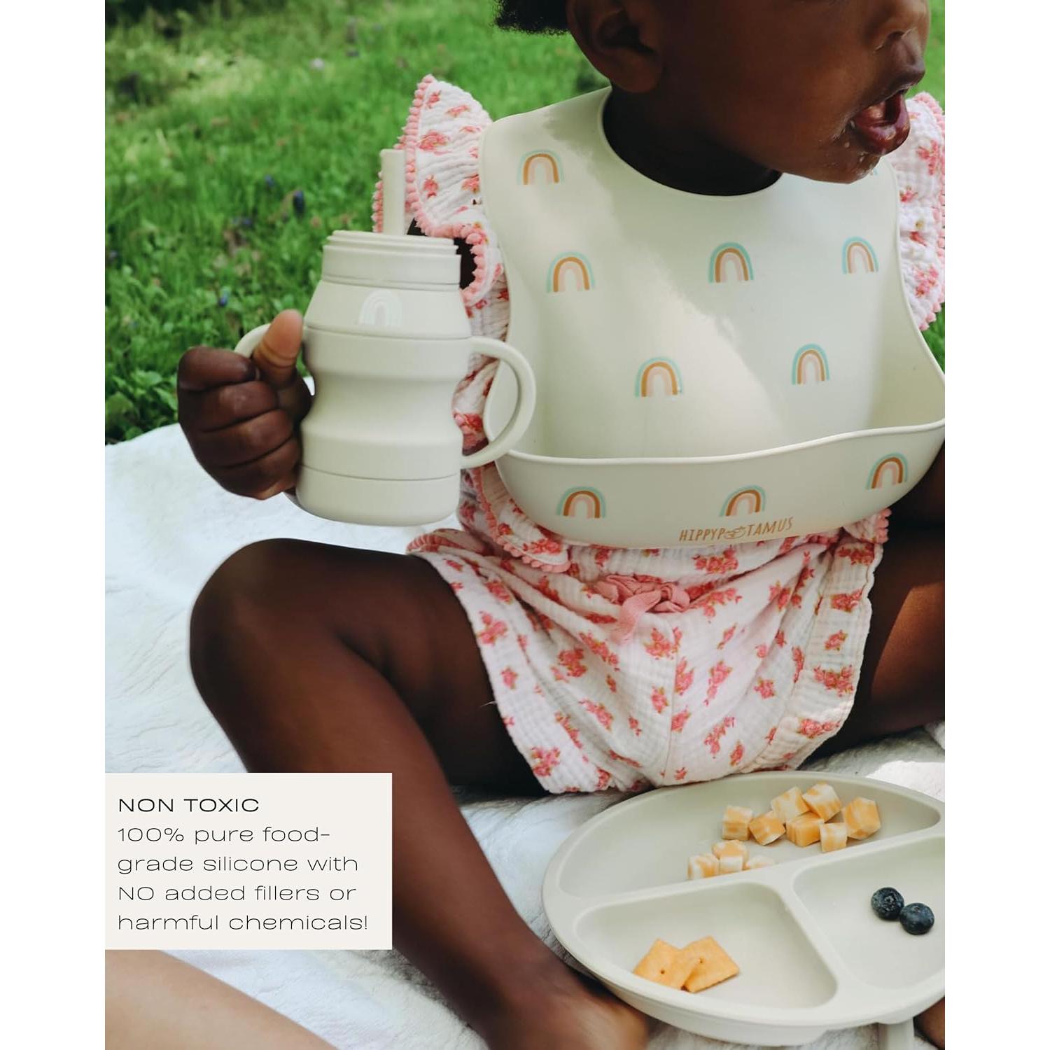 Baberos de Silicona Hippypotamus - Impermeables y Ajustables