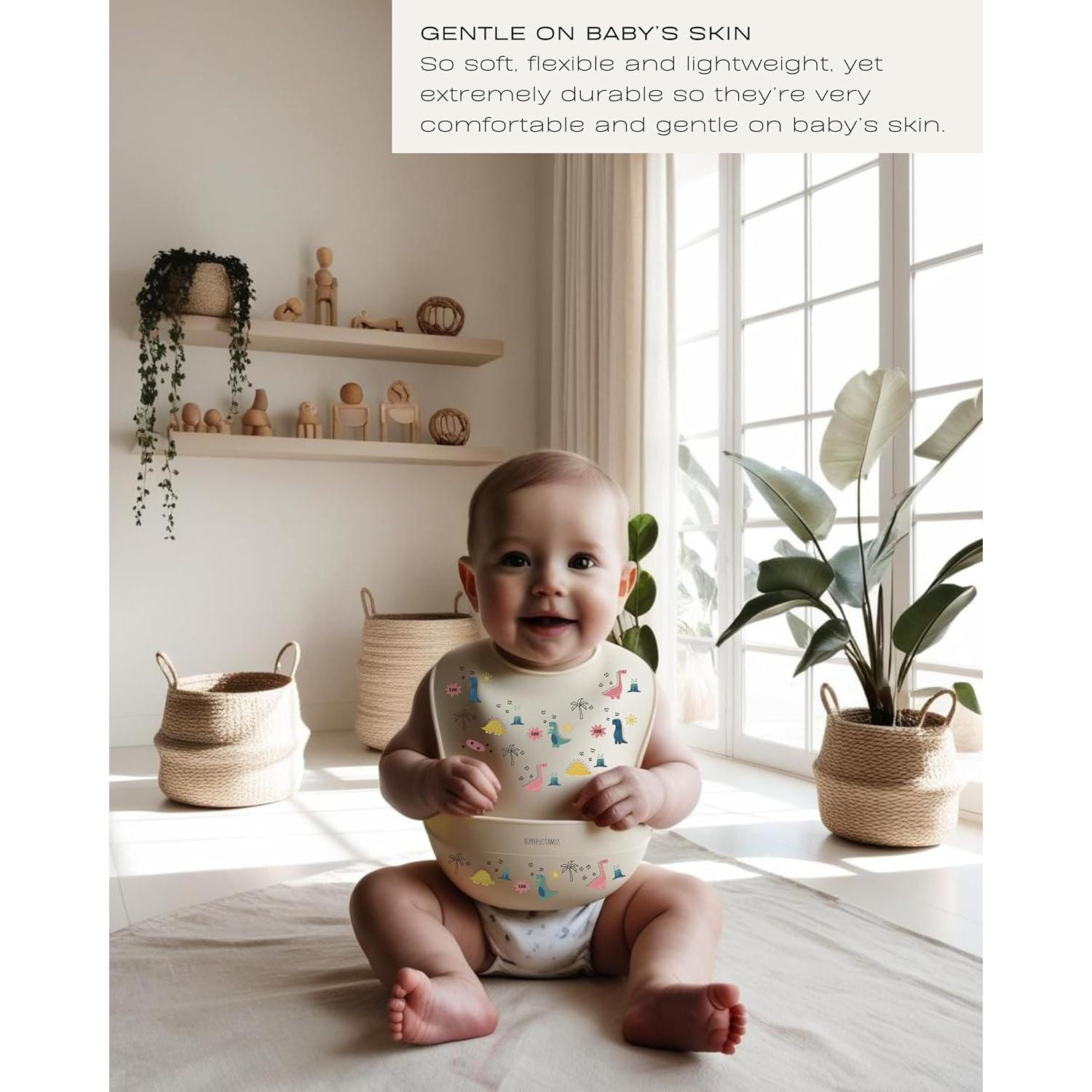 Baberos de Silicona Hippypotamus - Impermeables y Ajustables