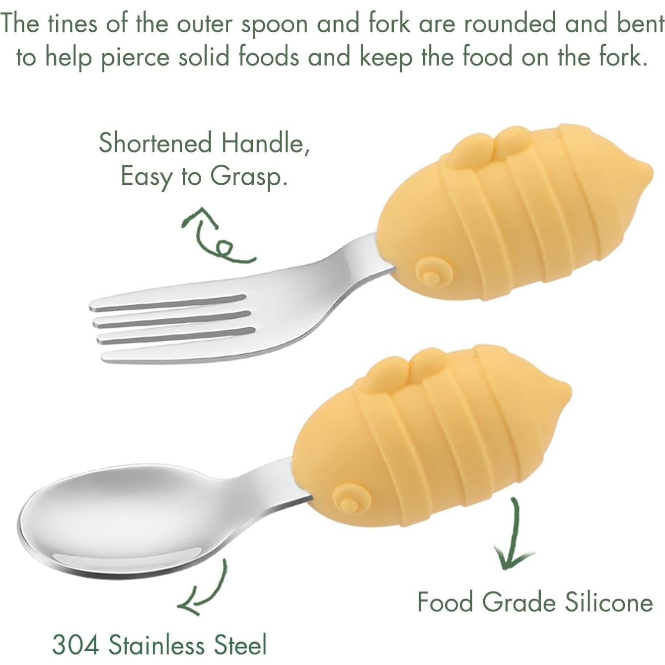 Juego de Cuchara y Tenedor para Bebés YIVEKO - Abejas