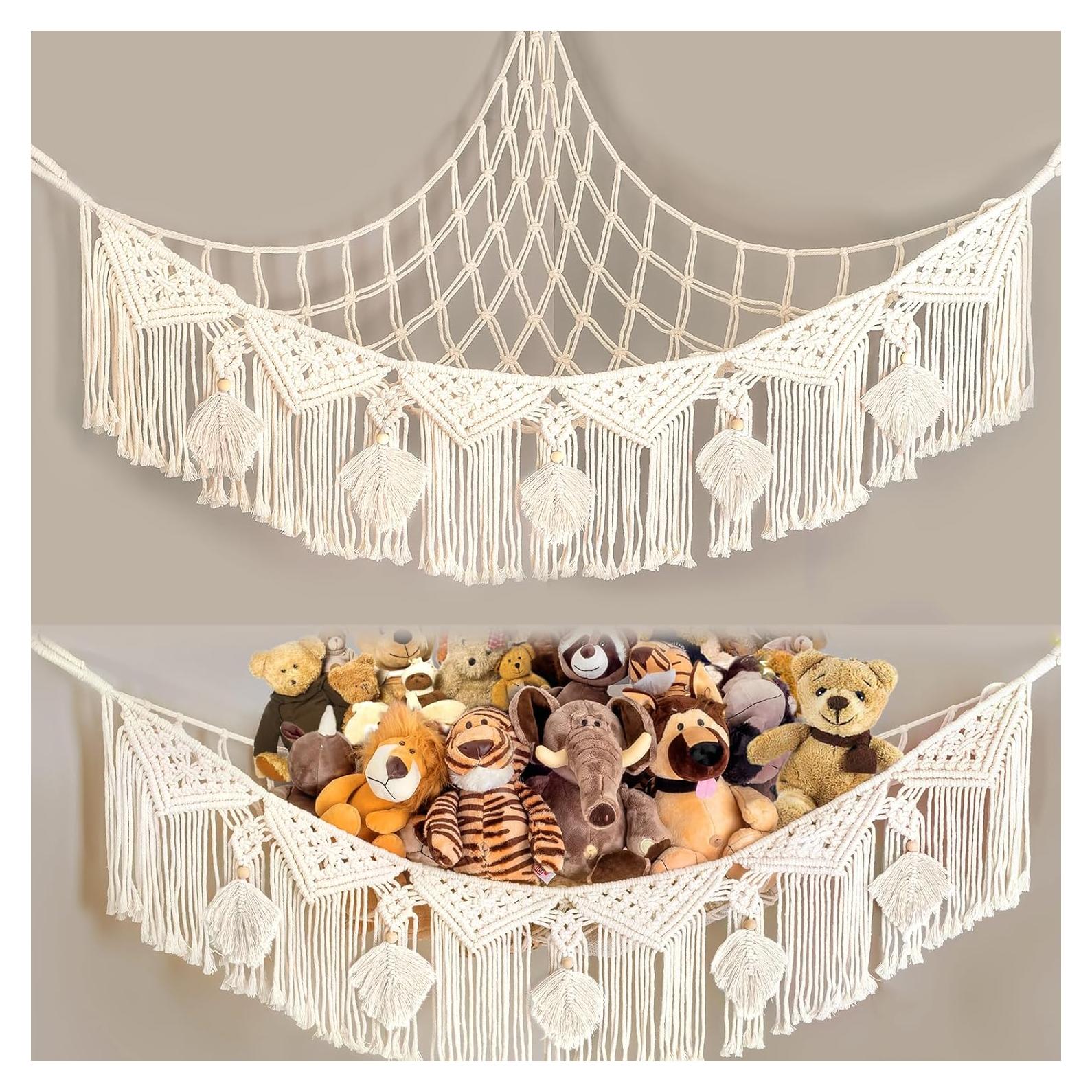 Hamaca de Almacenamiento de Juguetes Kordory Beige 119x99 cm