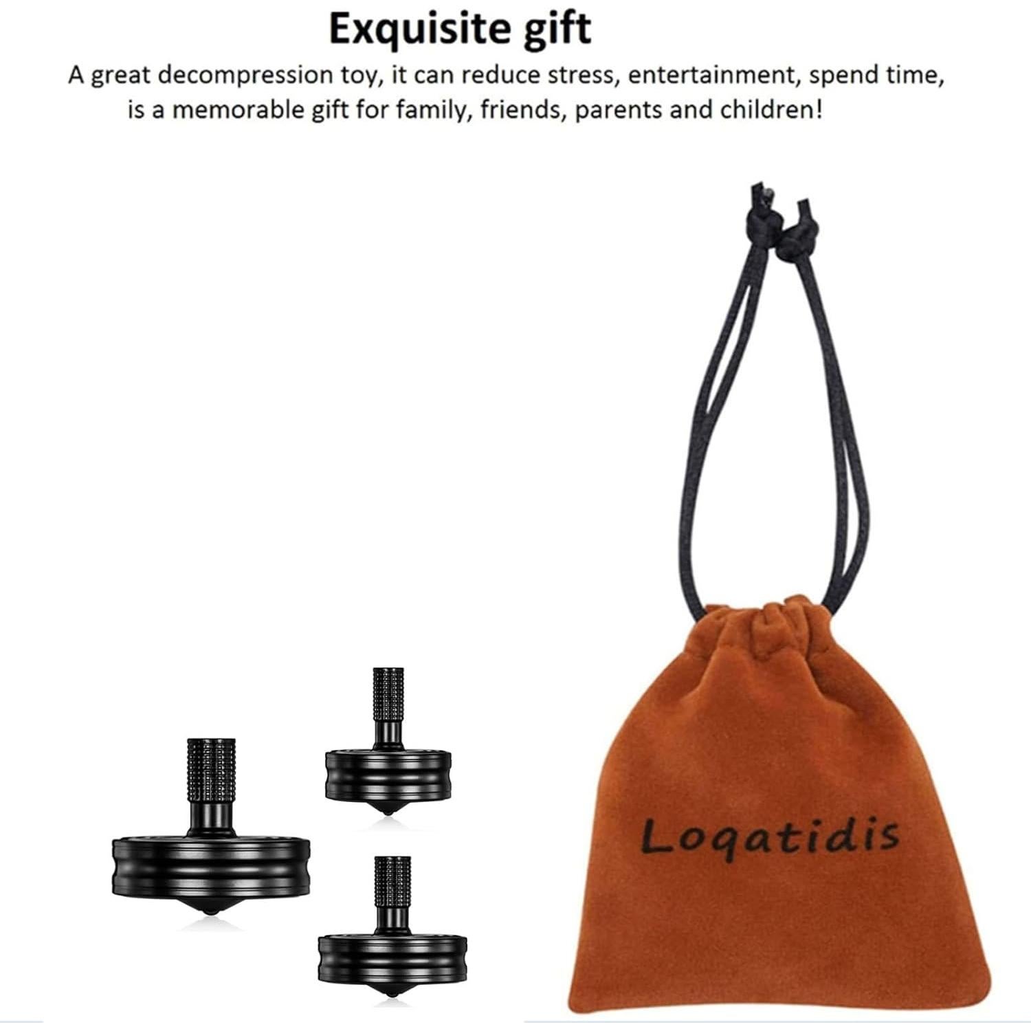 Trompo de Acero Inoxidable LOQATIDIS, 3 Piezas, Negro