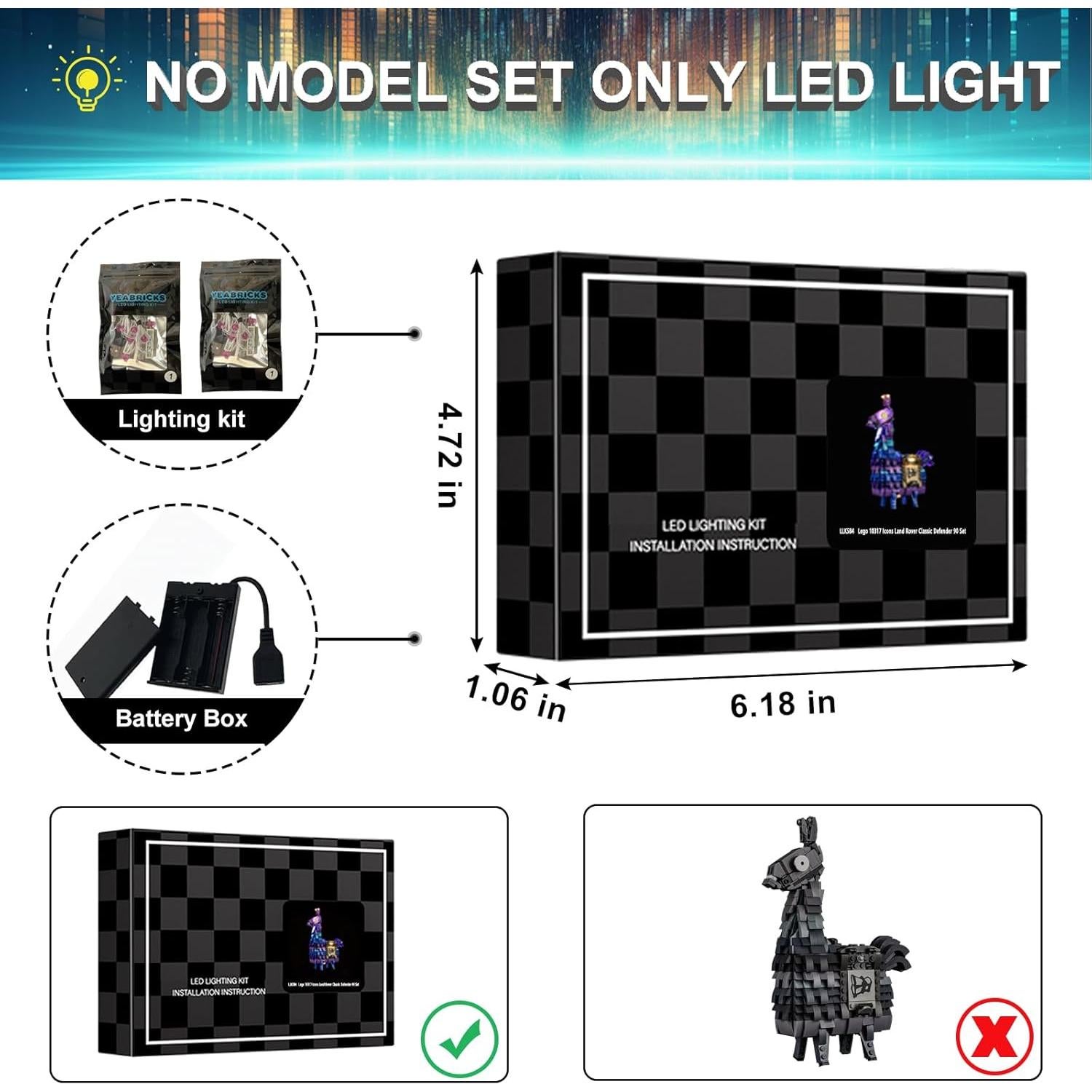 Kit de Luz LED Mililier para Lego 77071 Fortnite Supply Llama