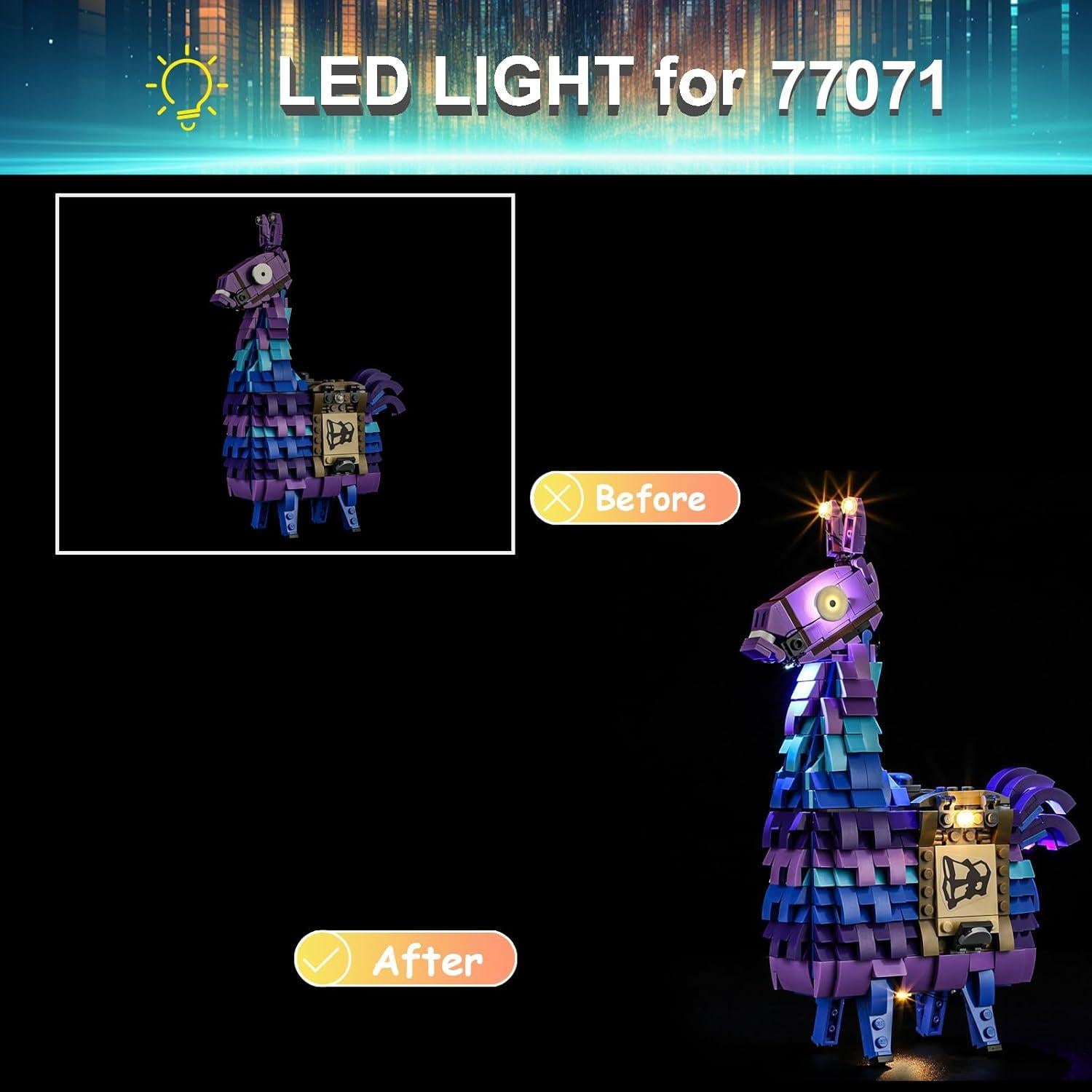 Kit de Luz LED Mililier para Lego 77071 Fortnite Supply Llama