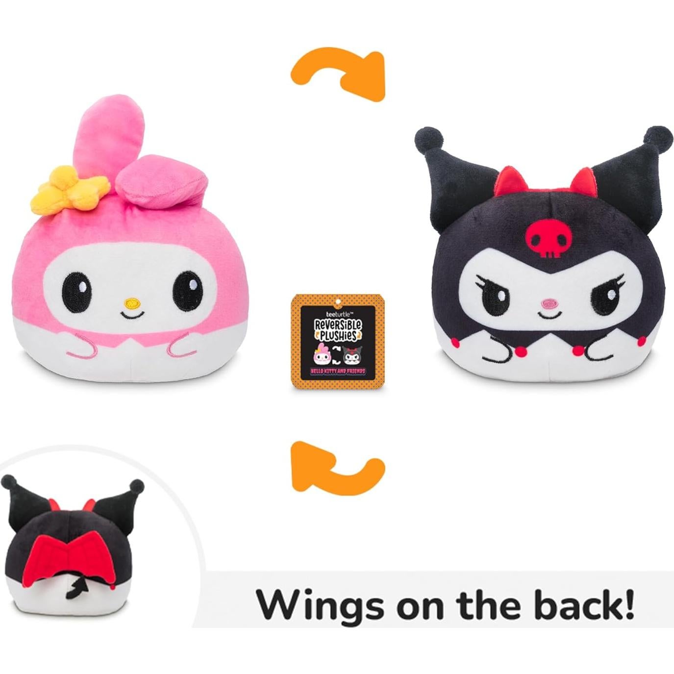 Peluche Reversible TeeTurtle 15.24 cm Ángel y Diablo Kawaii