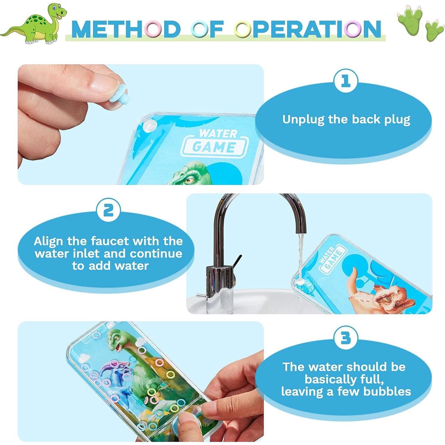 Juego de Agua Portátil Chalyna 4 Piezas Patrón Dinosaurio