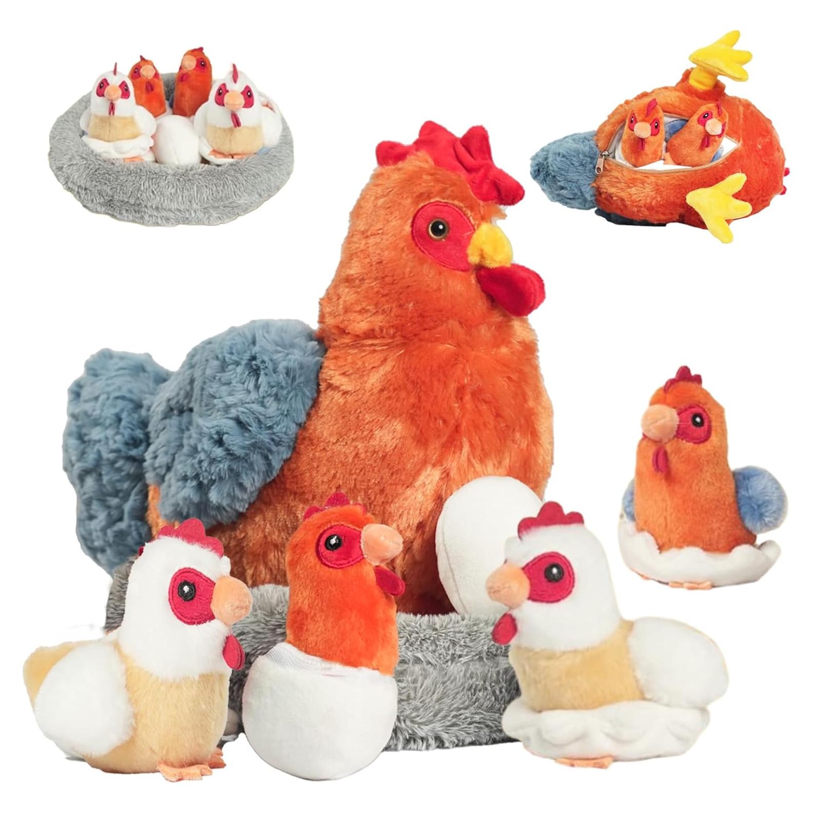 Peluches 9 en 1 Gallina Ponedora XYHQYB con Huevos y Pollitos