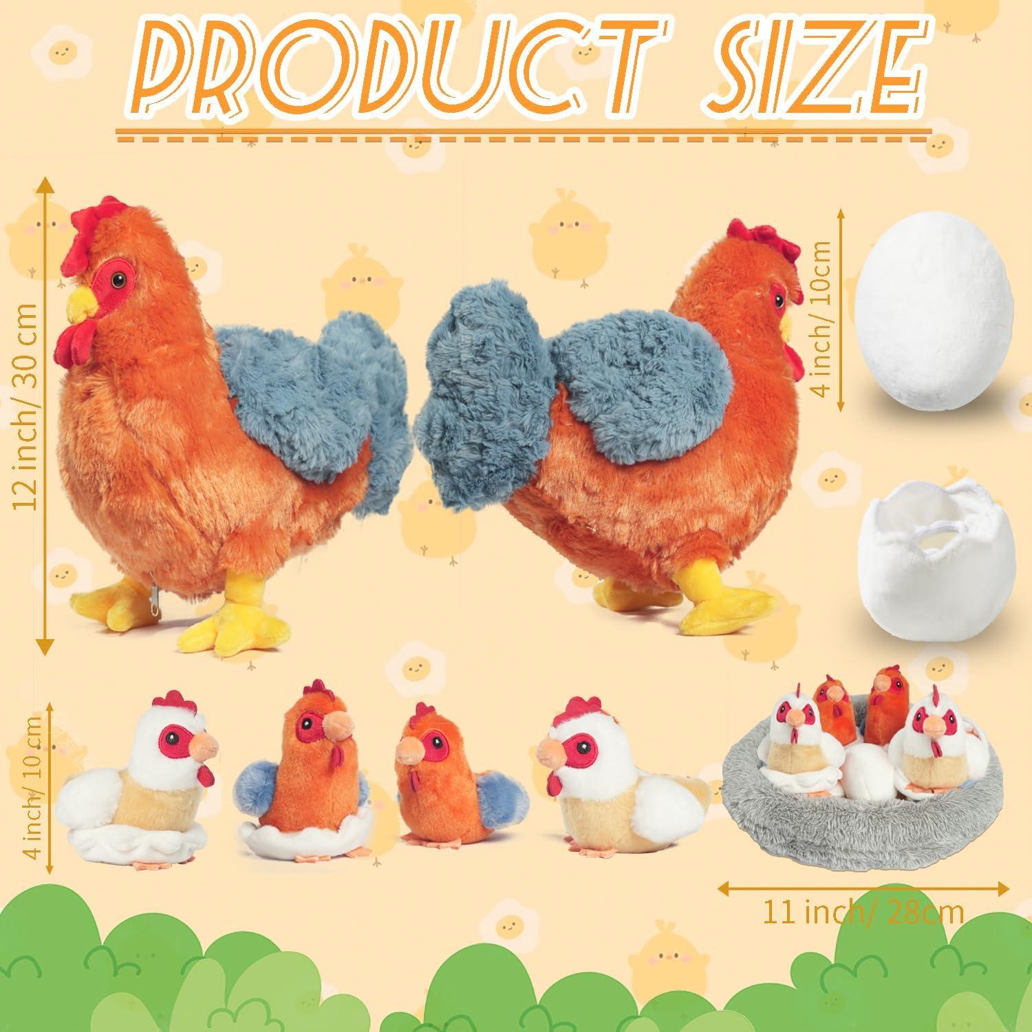 Peluches 9 en 1 Gallina Ponedora XYHQYB con Huevos y Pollitos