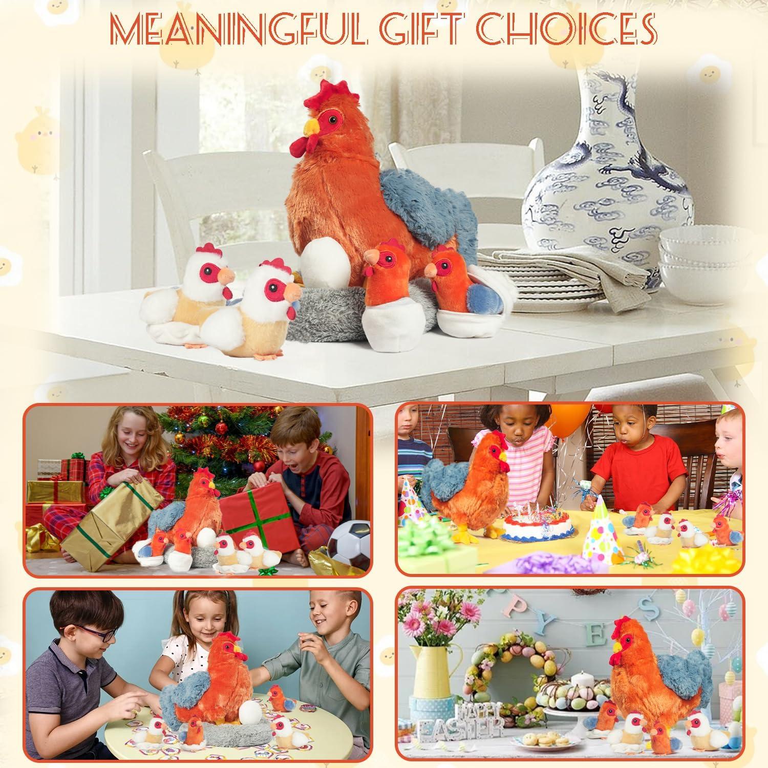 Peluches 9 en 1 Gallina Ponedora XYHQYB con Huevos y Pollitos