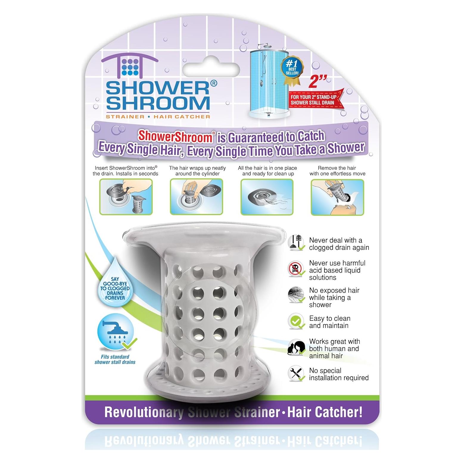 ShowerShroom Protector de Desagüe Ducha 5,08 cm Gris
