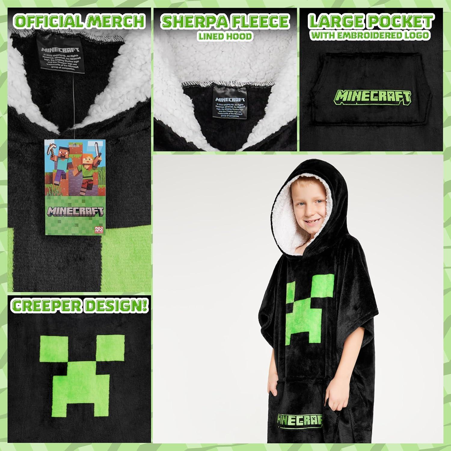Manta con Capucha Minecraft Bioworld para Niños - Talla Única