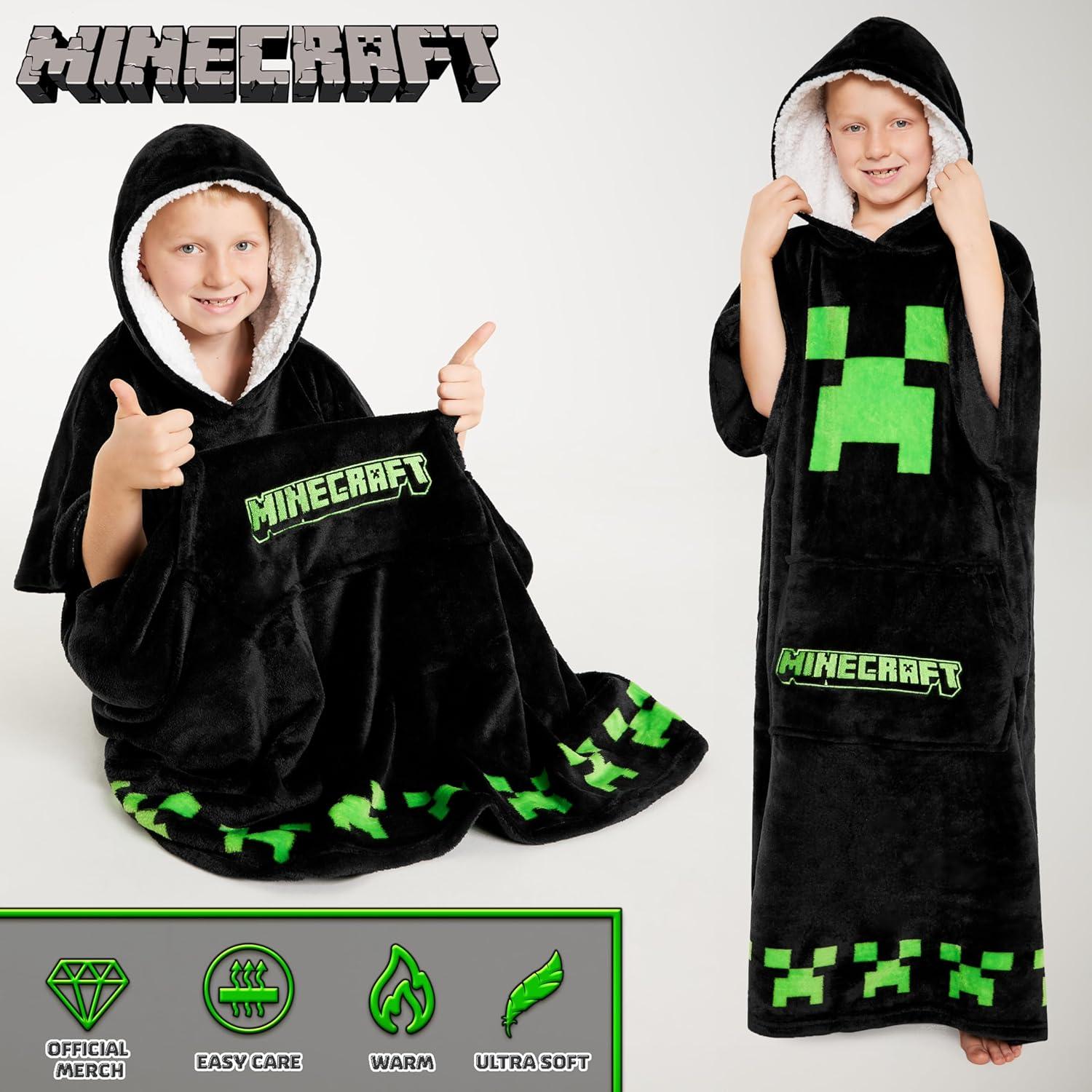 Manta con Capucha Minecraft Bioworld para Niños - Talla Única