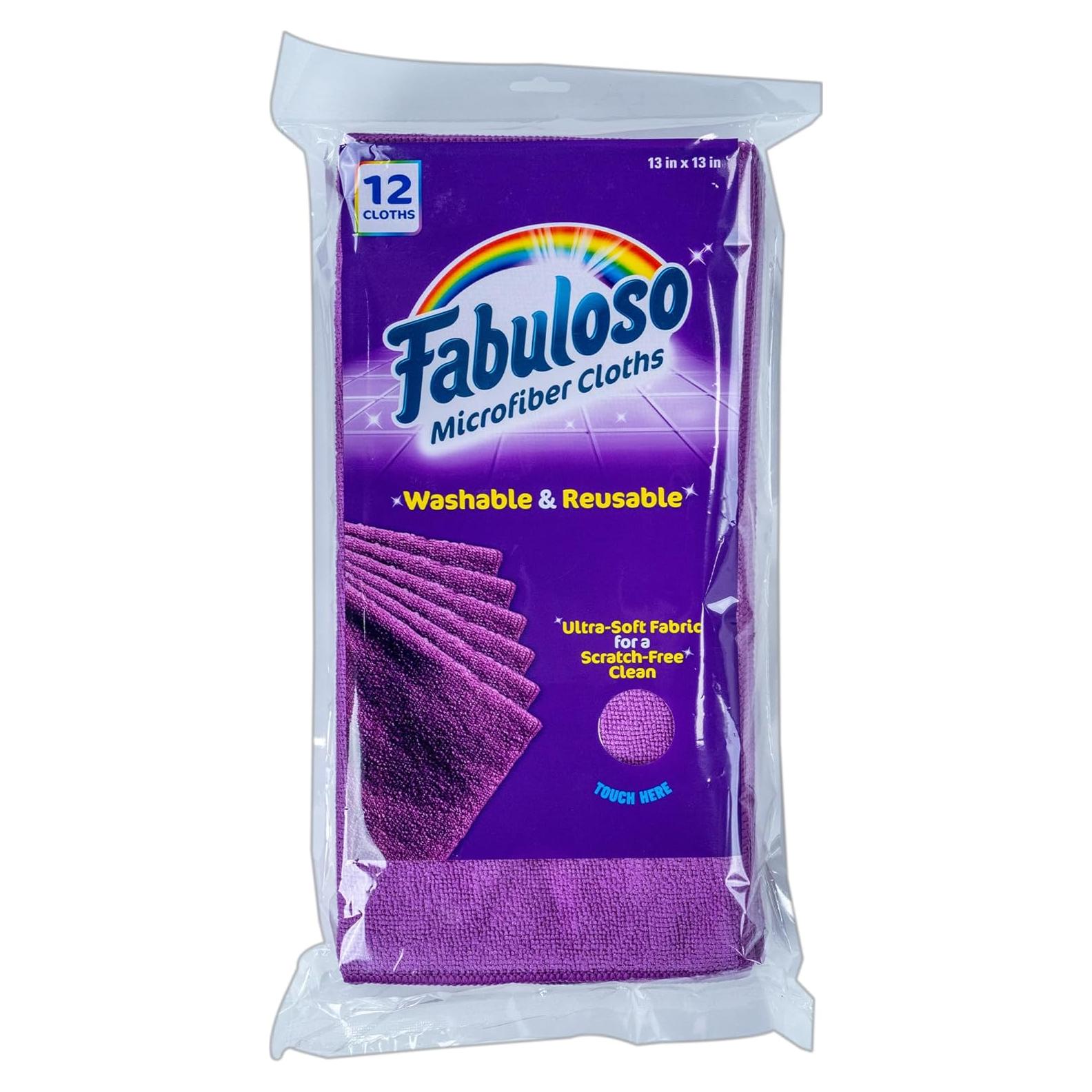 Paños de limpieza de microfibra Fabuloso morado 33x33 cm 12 unidades