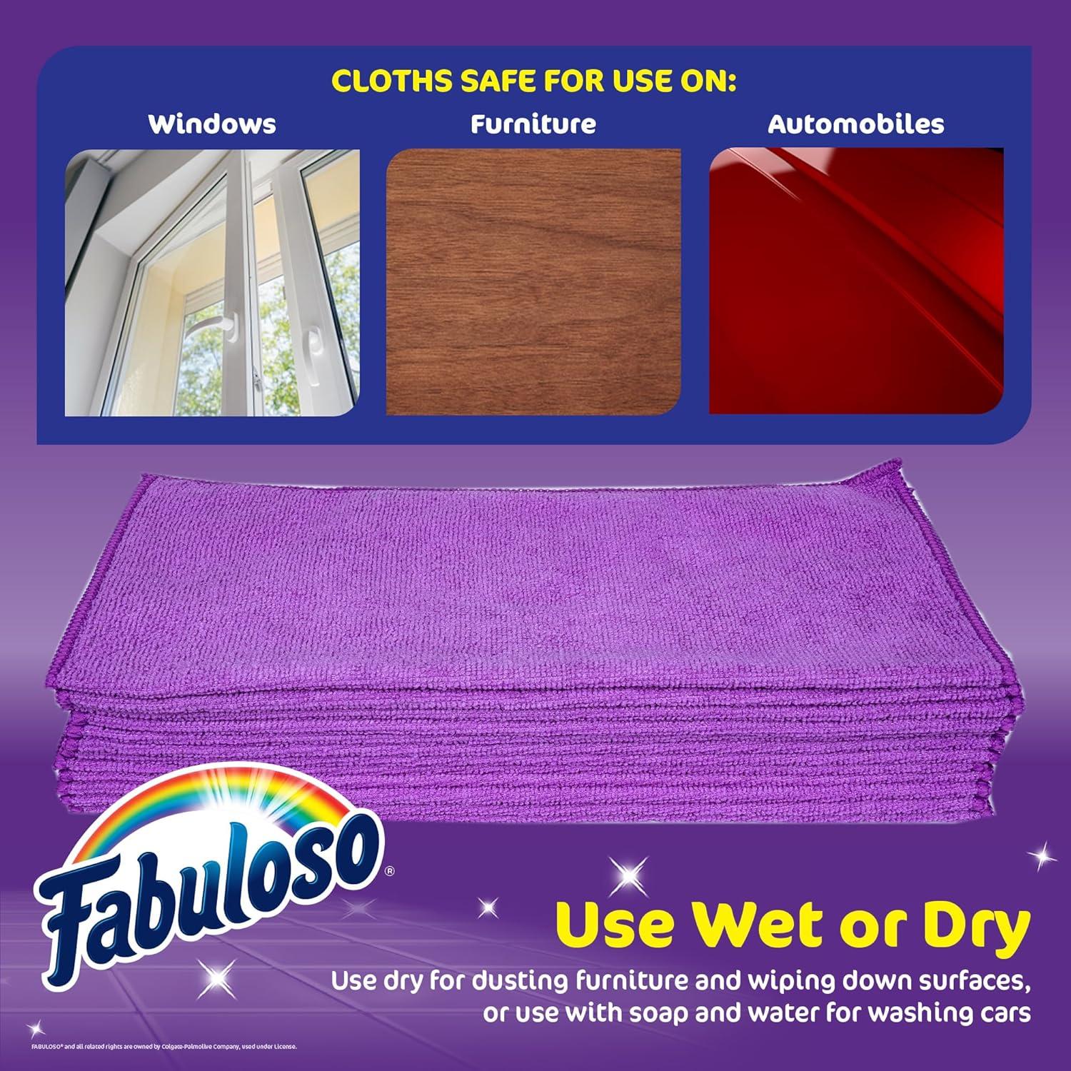 Paños de limpieza de microfibra Fabuloso morado 33x33 cm 12 unidades