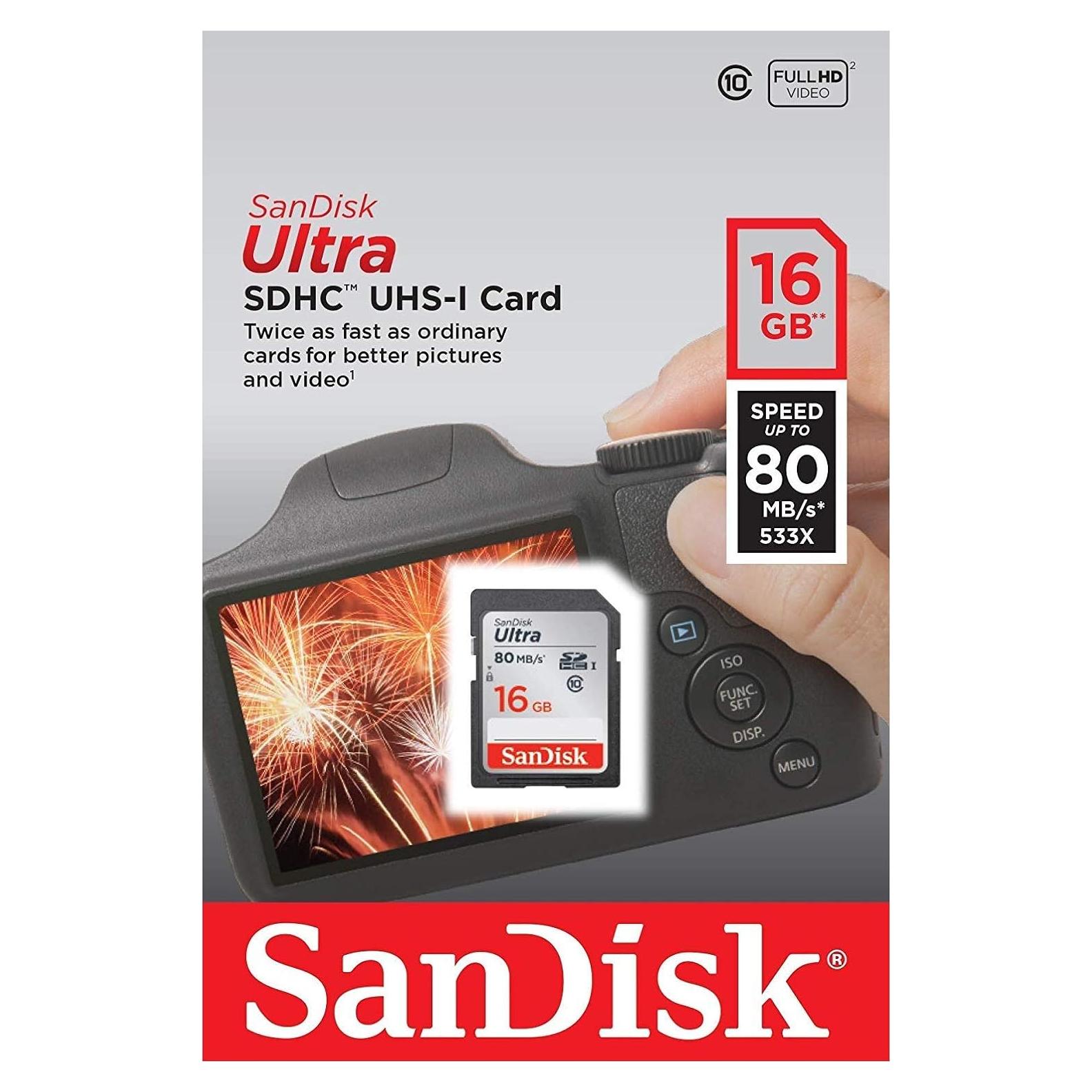 Tarjeta de Memoria SDHC SanDisk Ultra 16GB Clase 10 80MB/s