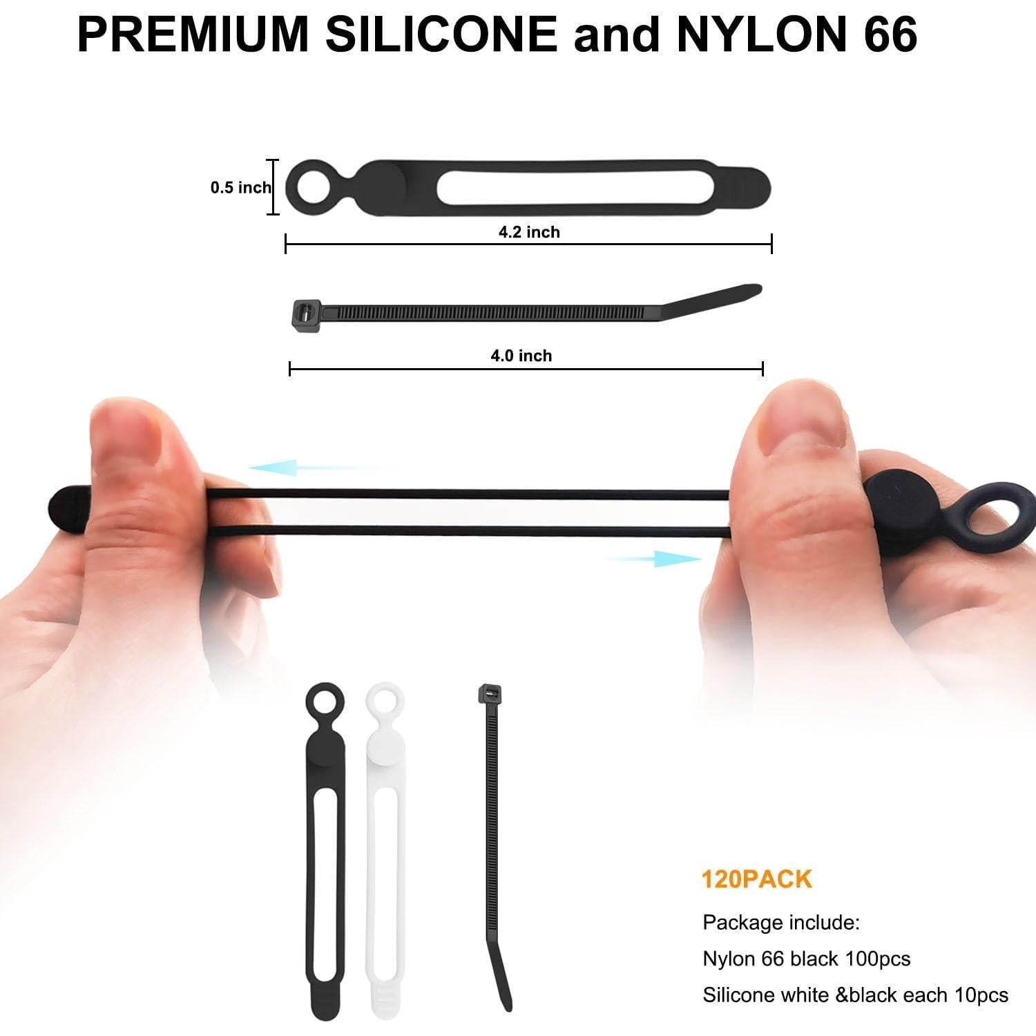 Juego Organizador de Cables 120 Piezas Wahsure - Silicona y Nylon