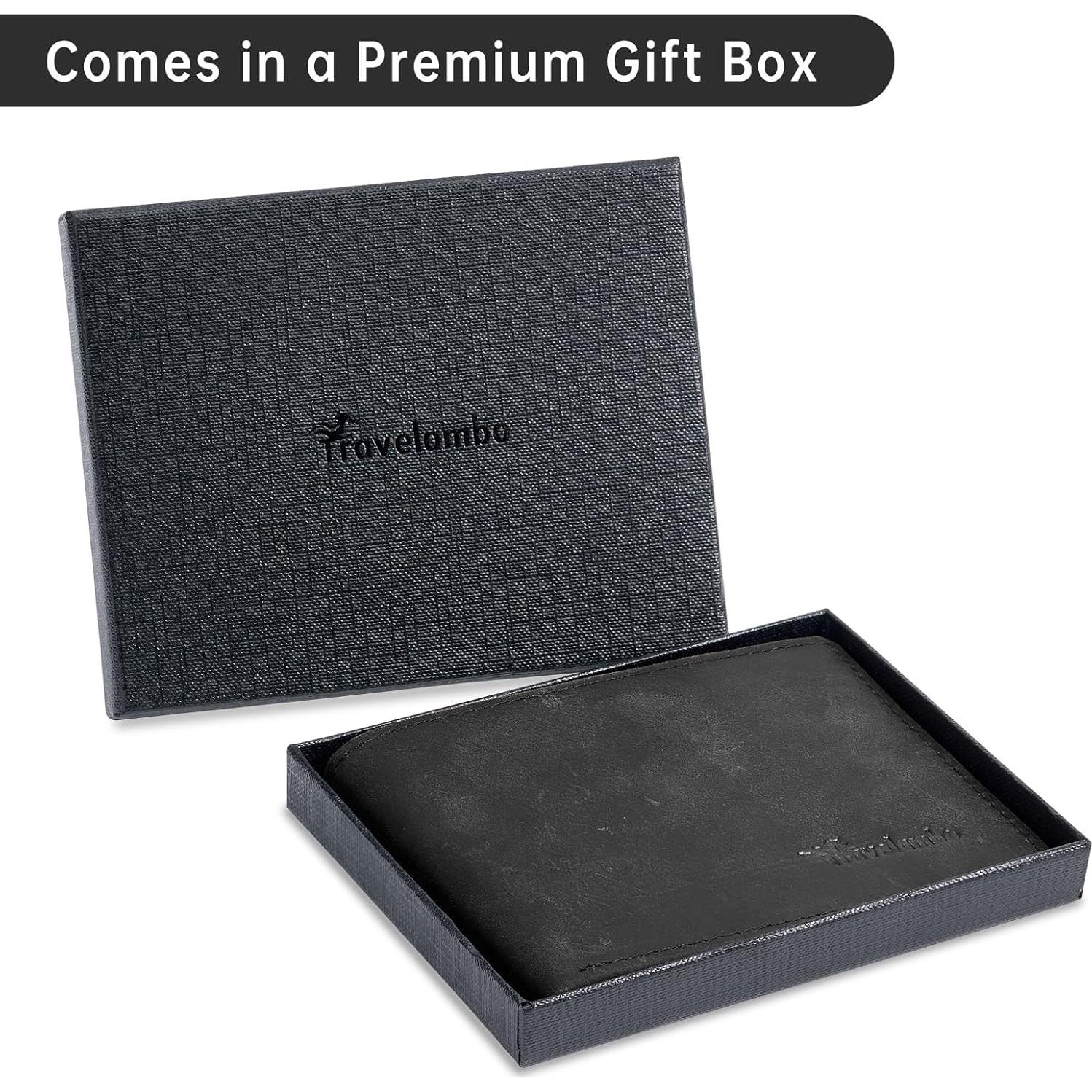 Cartera Bifold de Cuero Genuino Travelambo con Bloqueo RFID