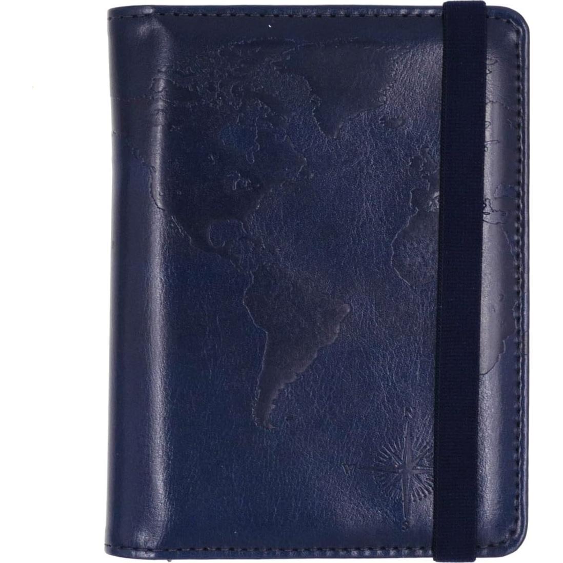 Funda de Pasaporte RFID Kandouren Cuero PU Mapa Azul