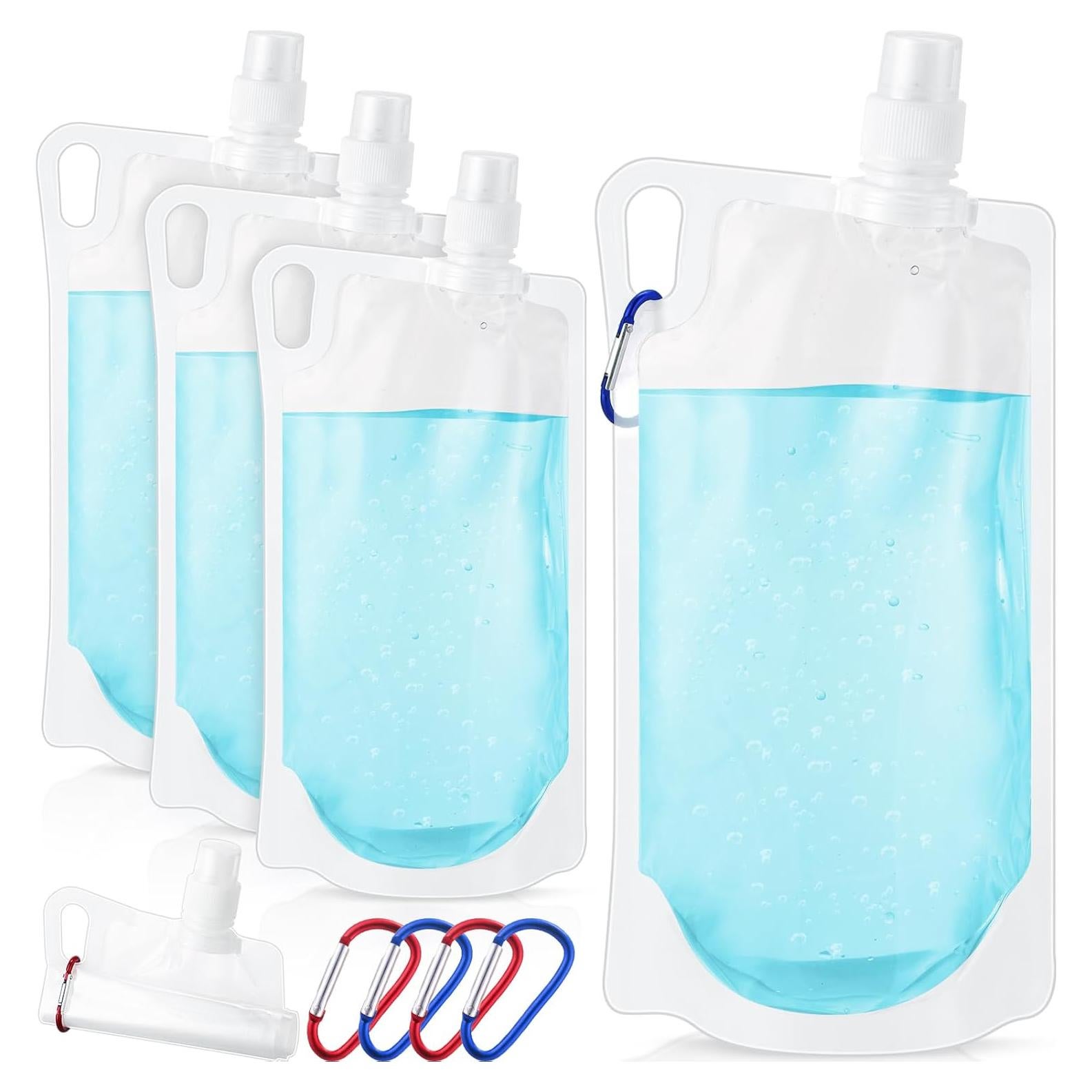 Maxdot 4 Botellas de Agua Colapsables 1L con Clip para Camping