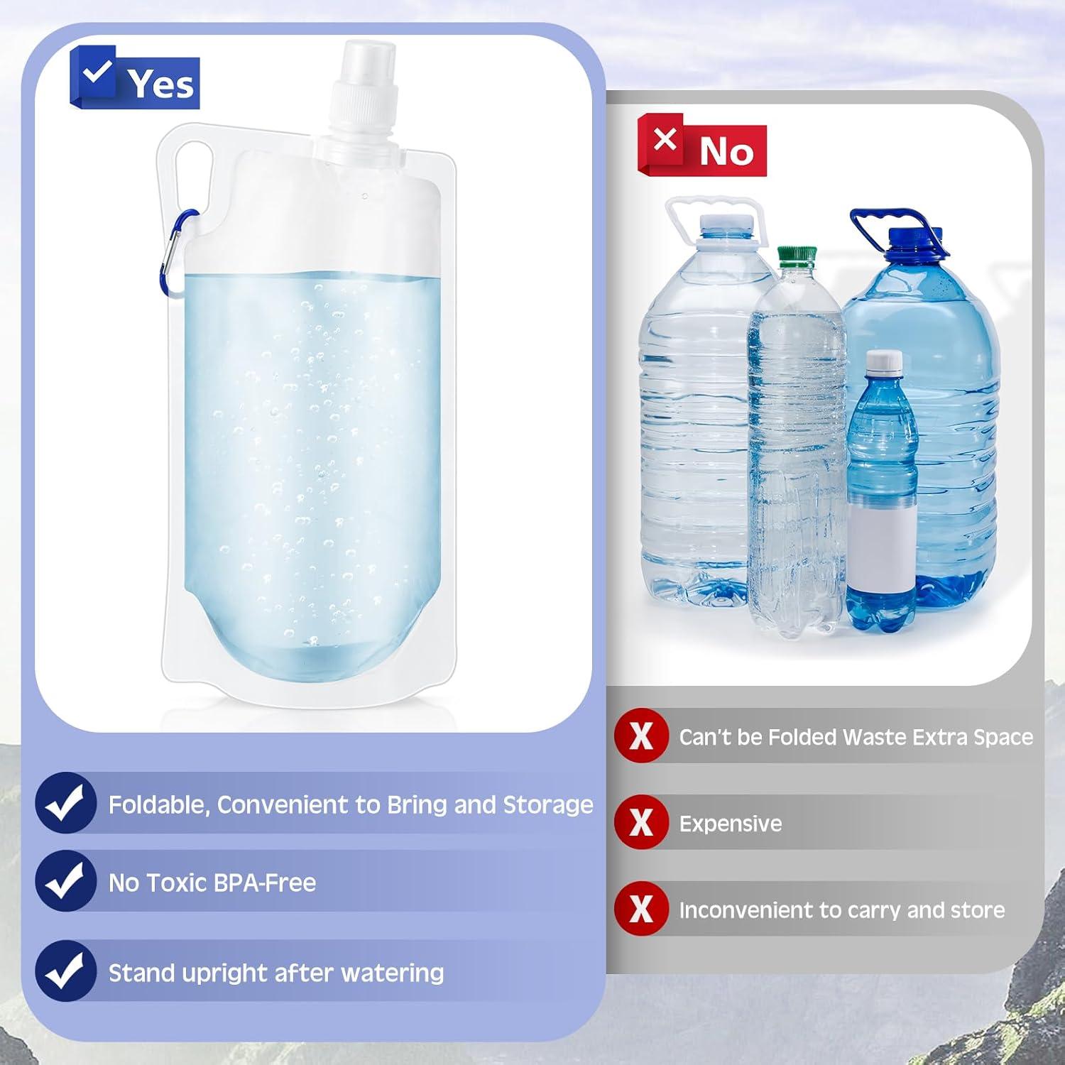 Maxdot 4 Botellas de Agua Colapsables 1L con Clip para Camping