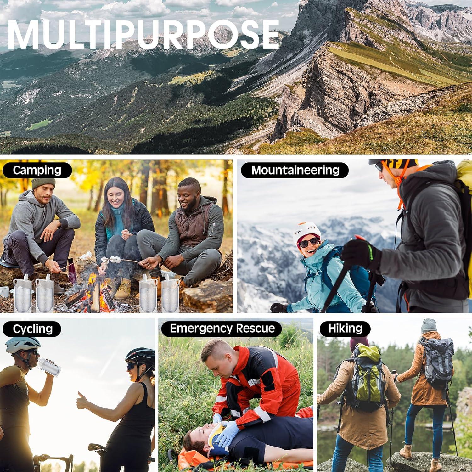 Maxdot 4 Botellas de Agua Colapsables 1L con Clip para Camping