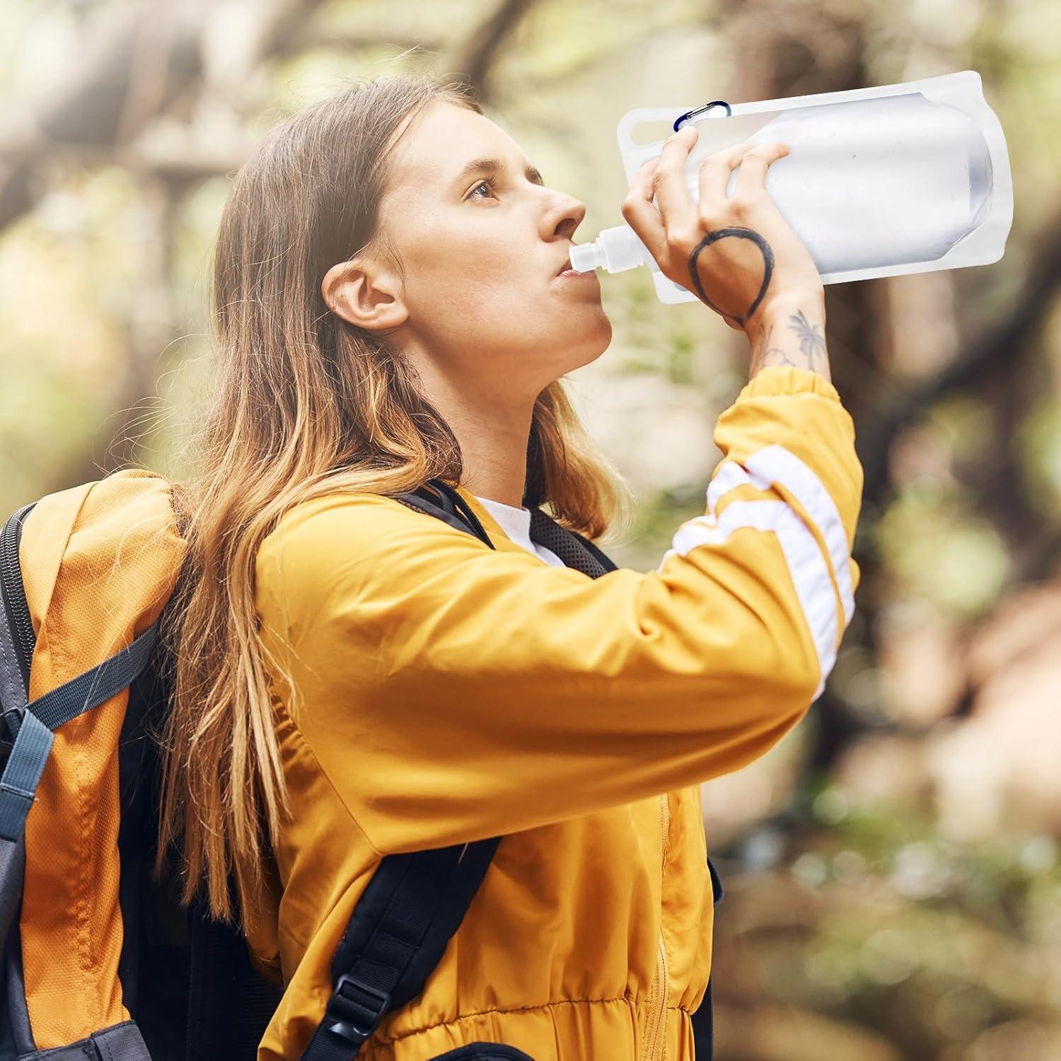 Maxdot 4 Botellas de Agua Colapsables 1L con Clip para Camping