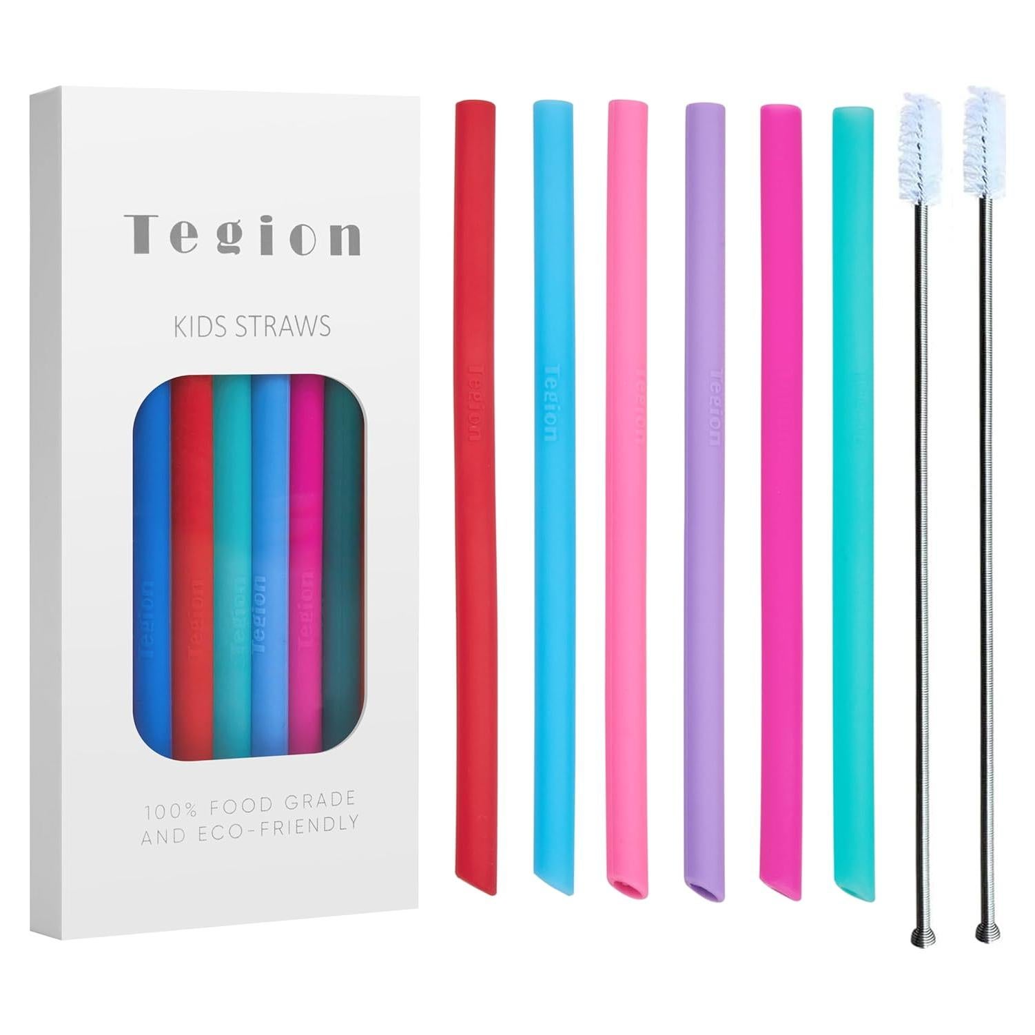 Popotes de Silicona Reutilizables Tegion para Niños 14 cm