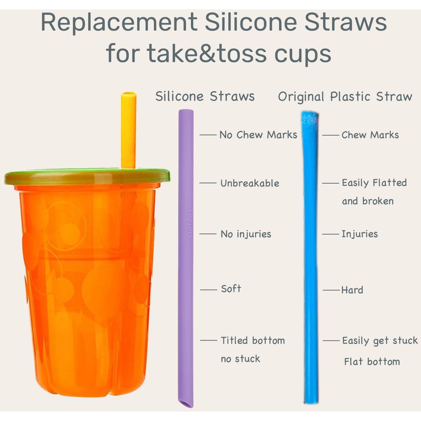 Popotes de Silicona Reutilizables Tegion para Niños 14 cm