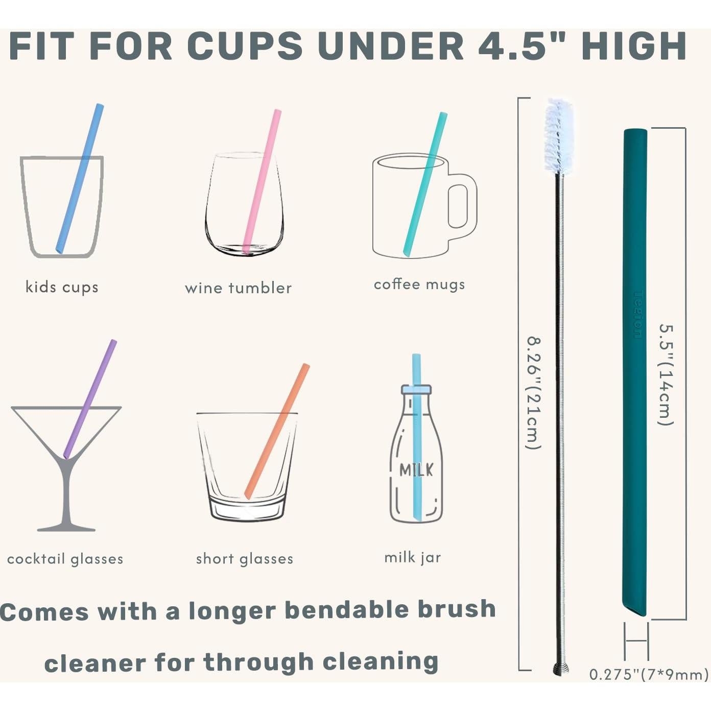 Popotes de Silicona Reutilizables Tegion para Niños 14 cm