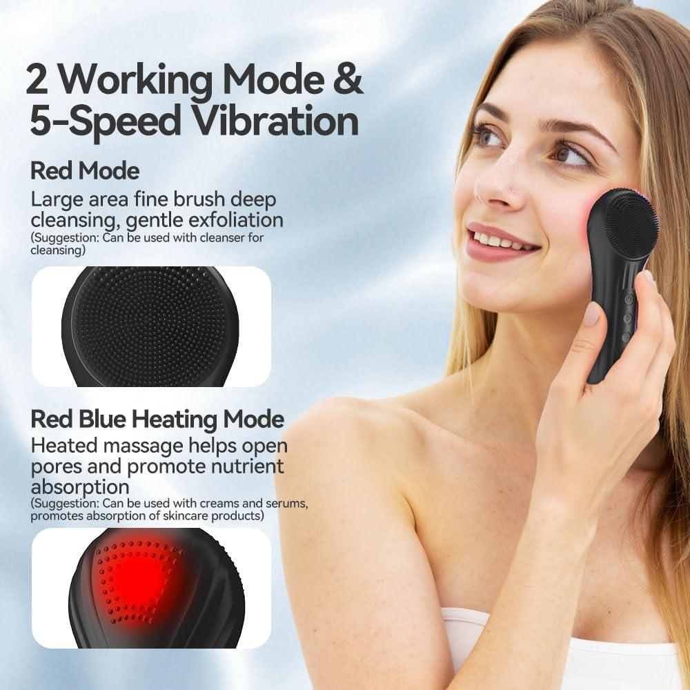 Cepillo Facial Eléctrico Ihelol 5 Velocidades Silicona Negro