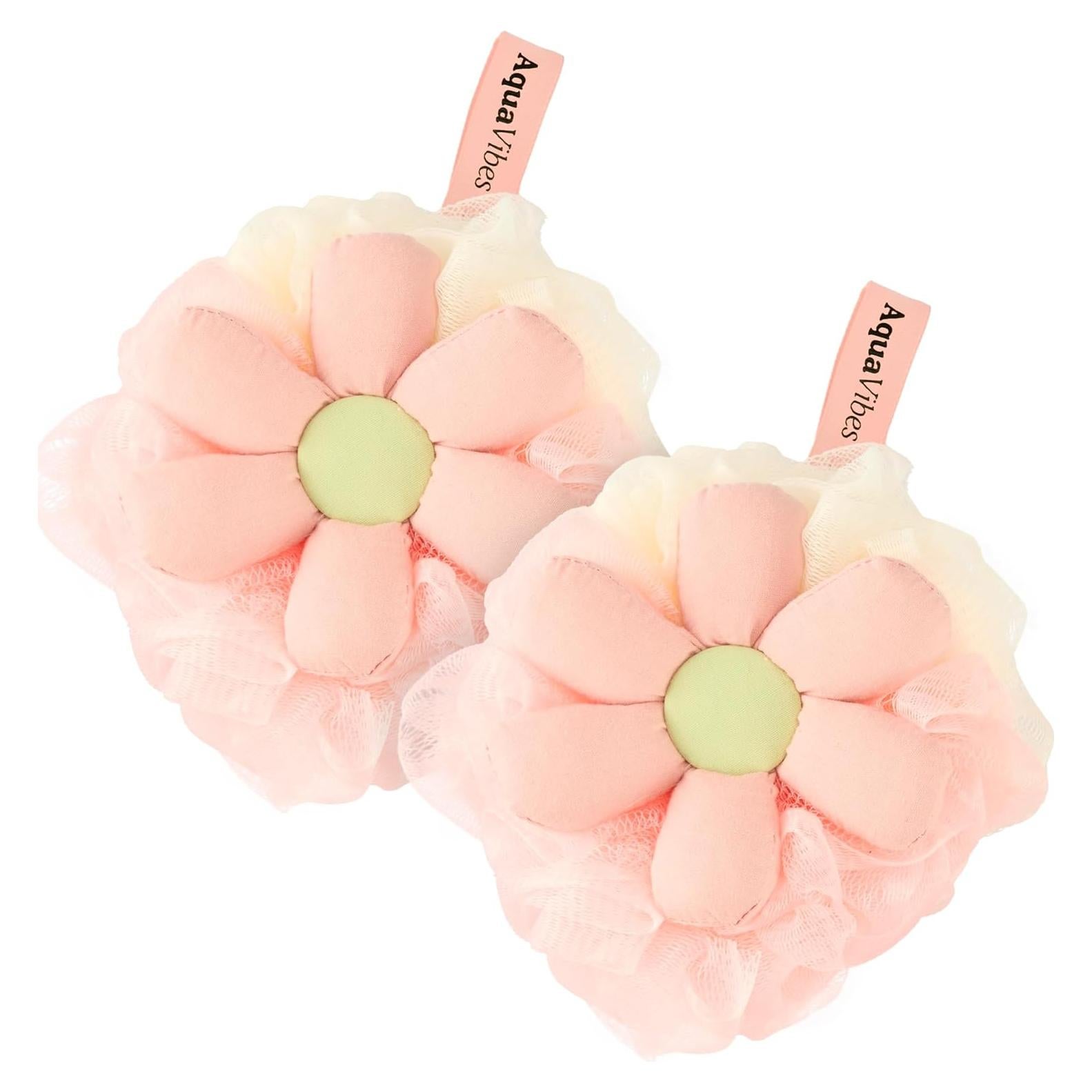 Esponja de Baño AquaVibes Rosa - Exfoliante Suave en Paquete Doble