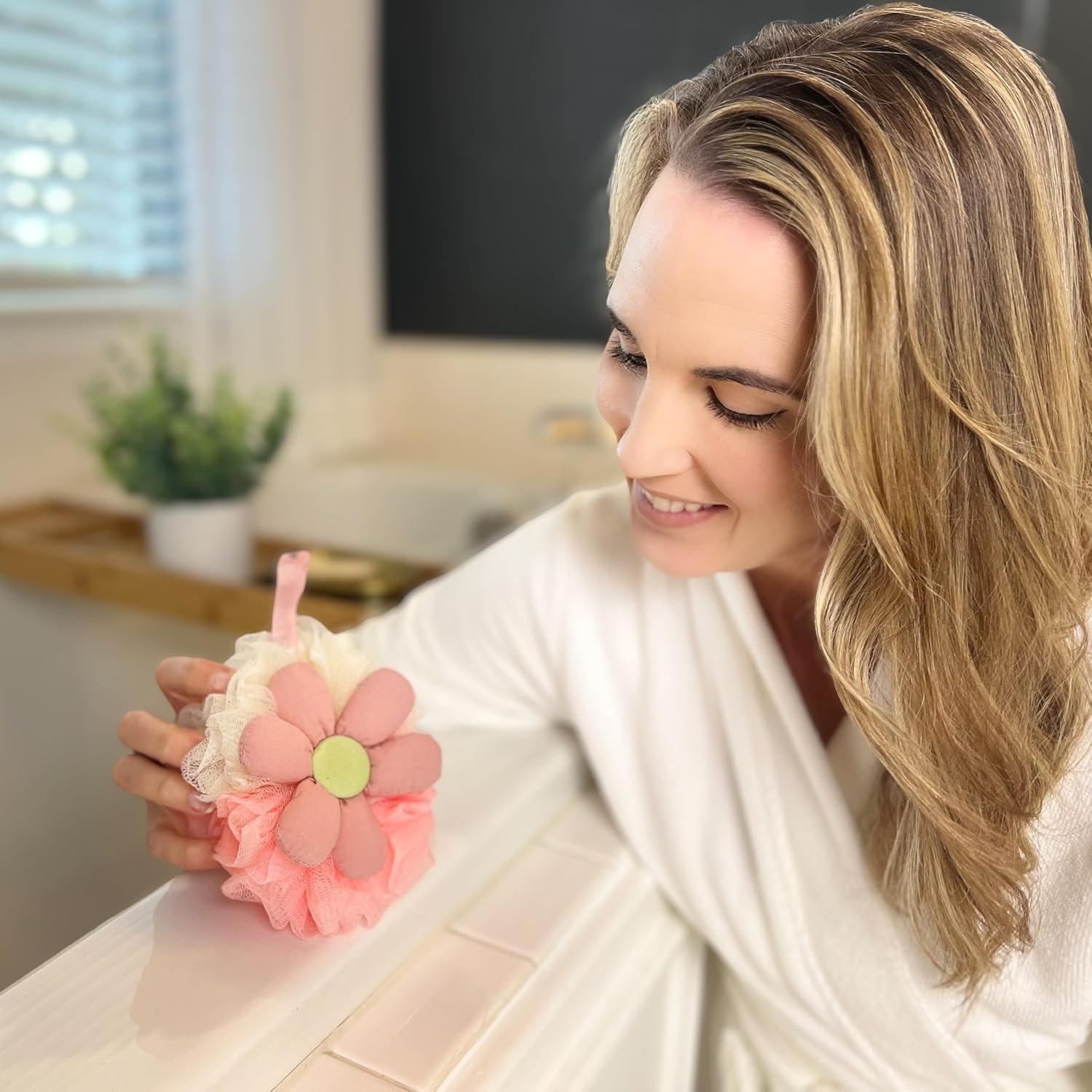 Esponja de Baño AquaVibes Rosa - Exfoliante Suave en Paquete Doble