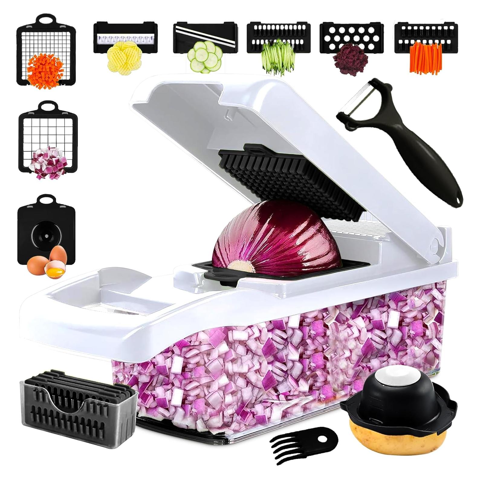 Cortador de Verduras 16 en 1 KitchenVelly - Multifuncional Negro