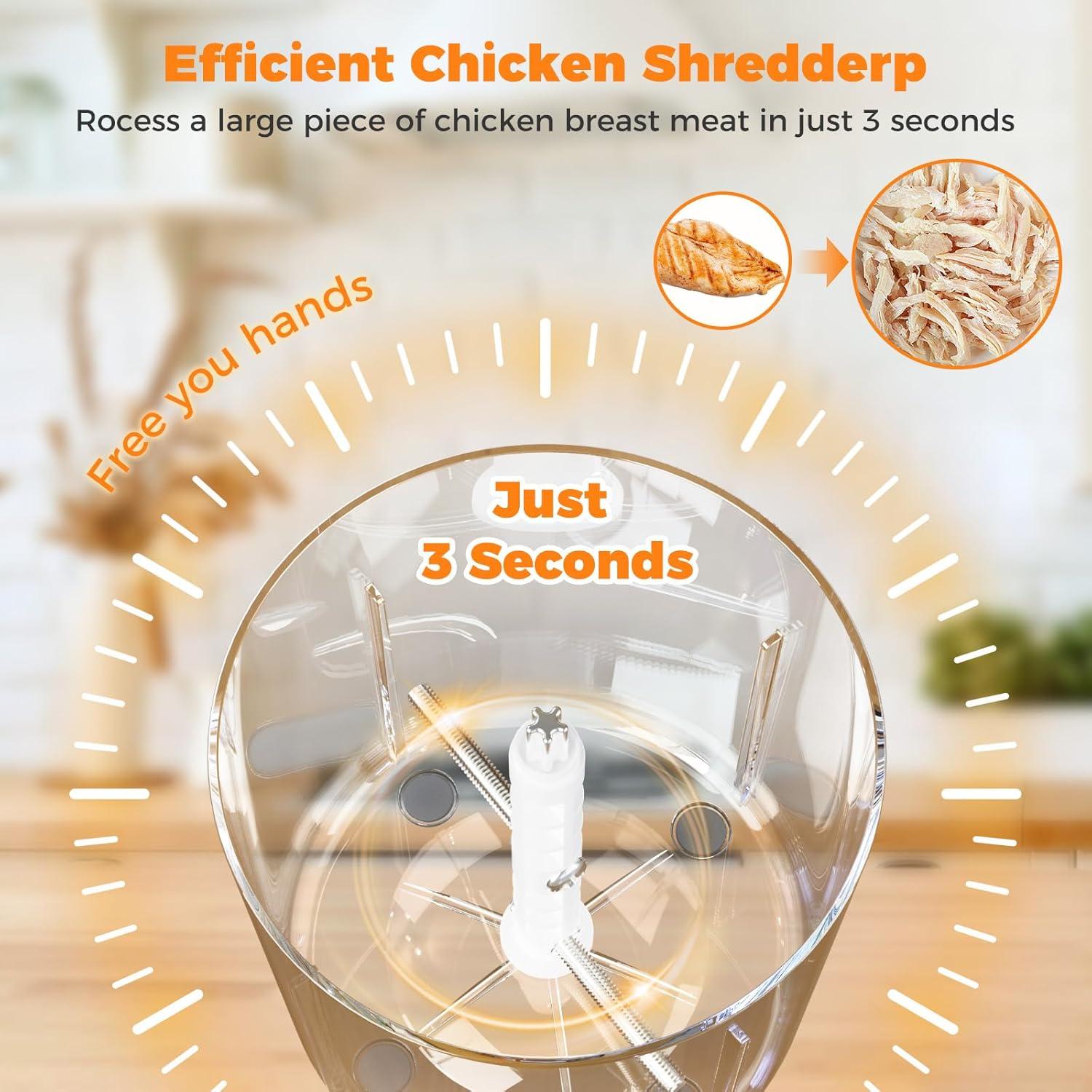 Desgarrador de Pollo Eléctrico Furnovo 250W 2L Acero Inoxidable