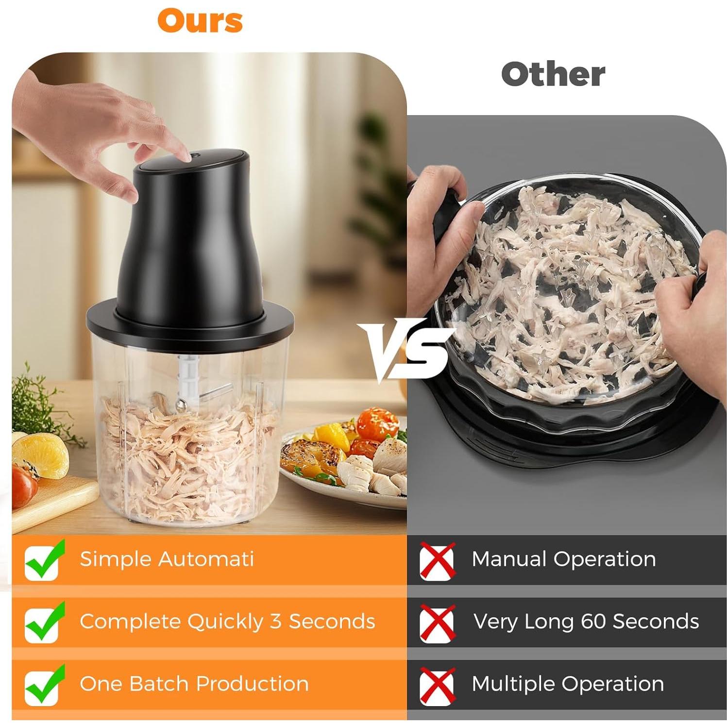 Desgarrador de Pollo Eléctrico Furnovo 250W 2L Acero Inoxidable