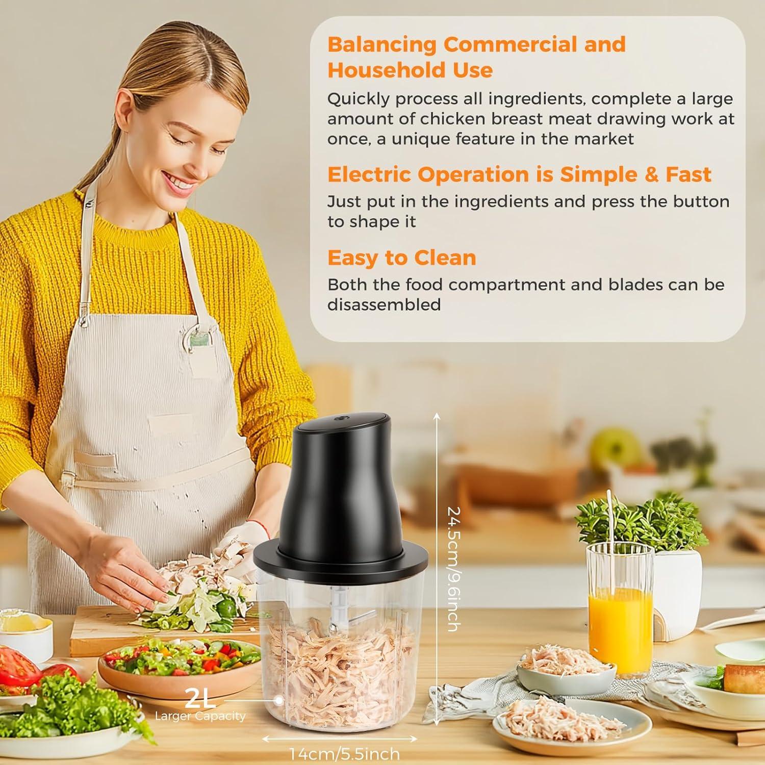 Desgarrador de Pollo Eléctrico Furnovo 250W 2L Acero Inoxidable