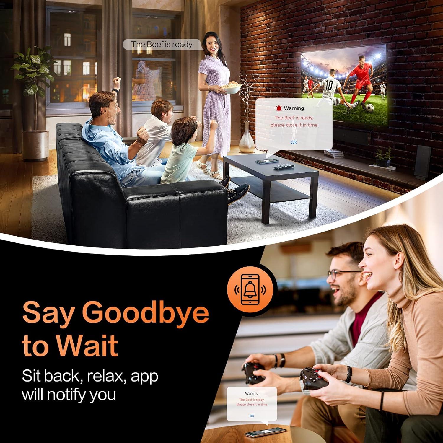 Termómetro de Carne Digital Inalámbrico eboboin 70m para BBQ