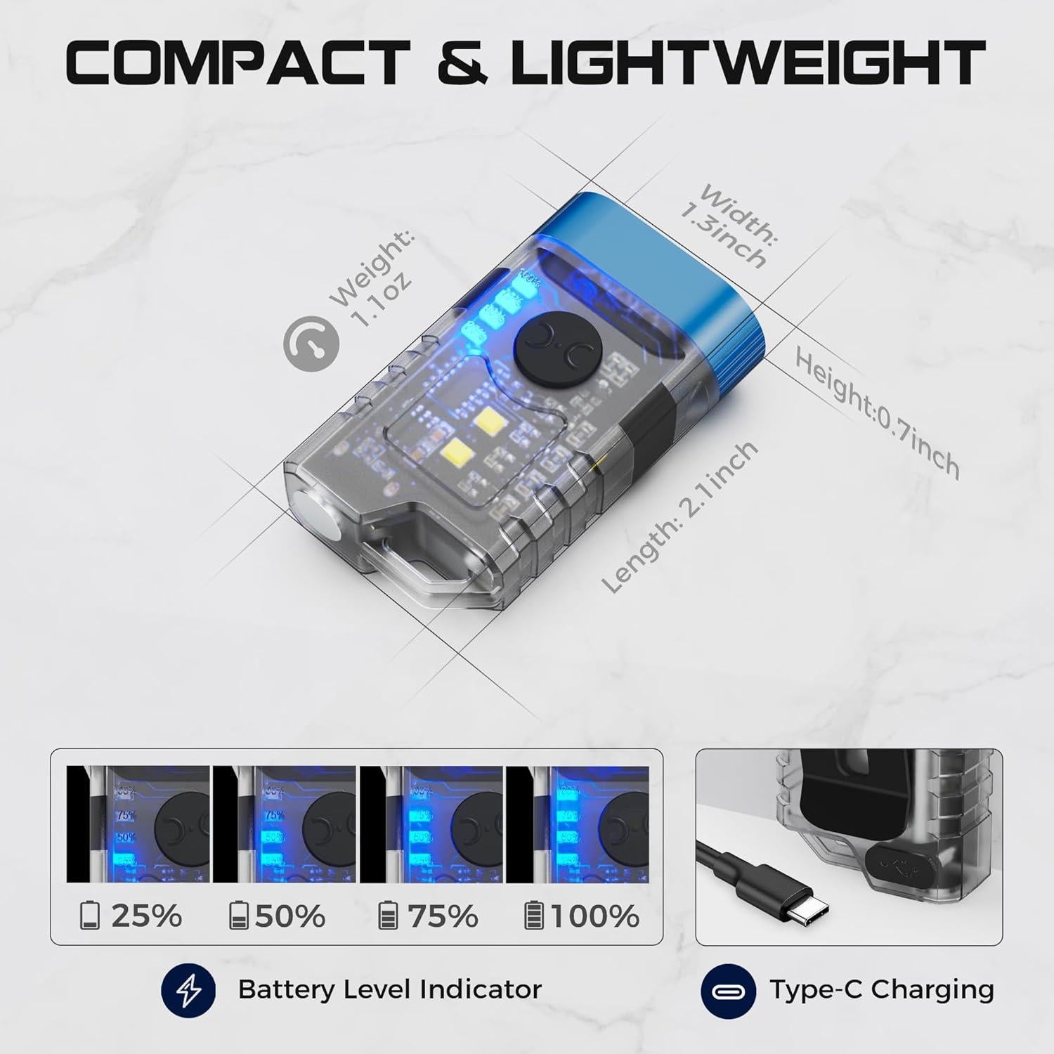 Linterna Recargable COOZAMING MNX1, 10 Modos, Compacta, Marrón