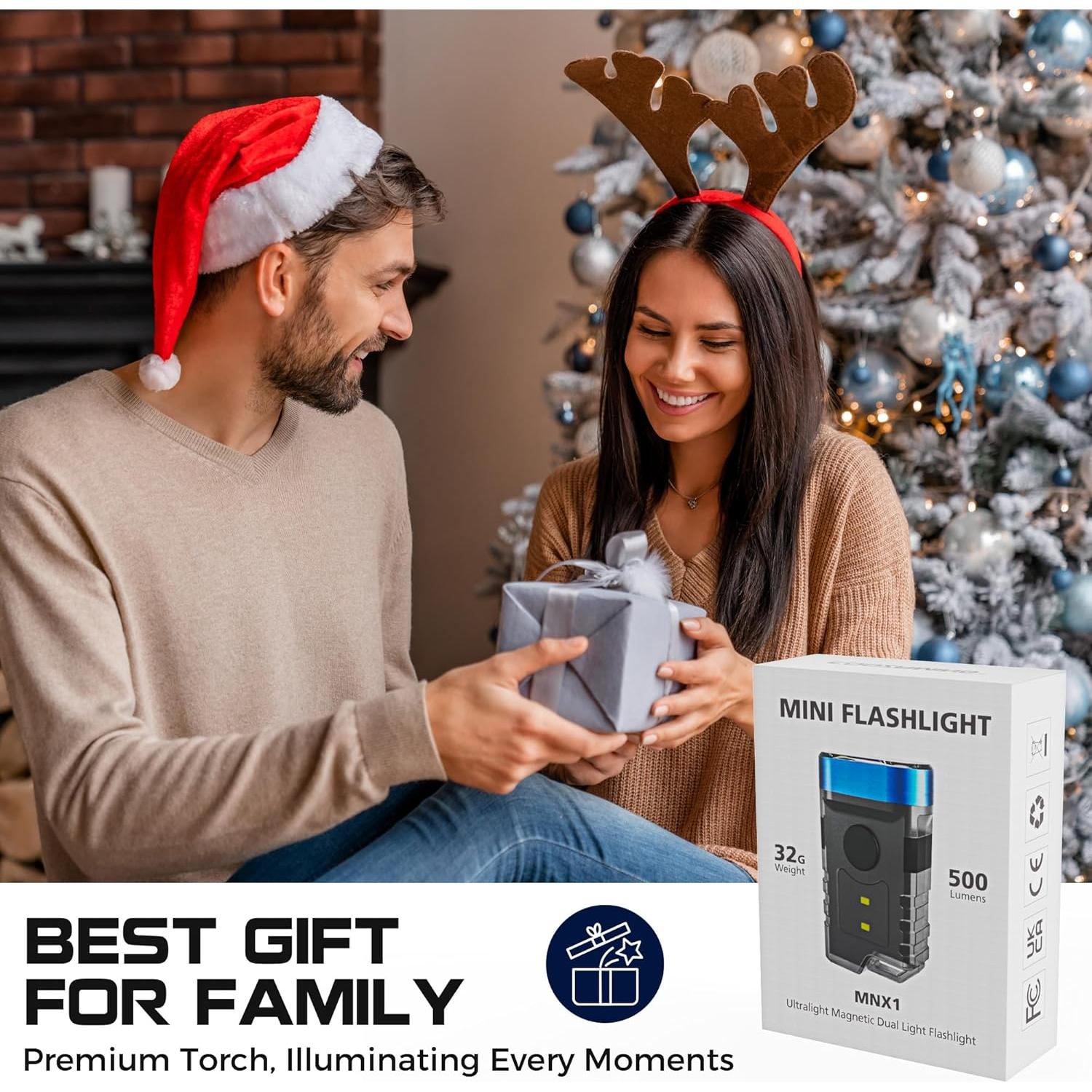 Linterna Recargable COOZAMING MNX1, 10 Modos, Compacta, Marrón