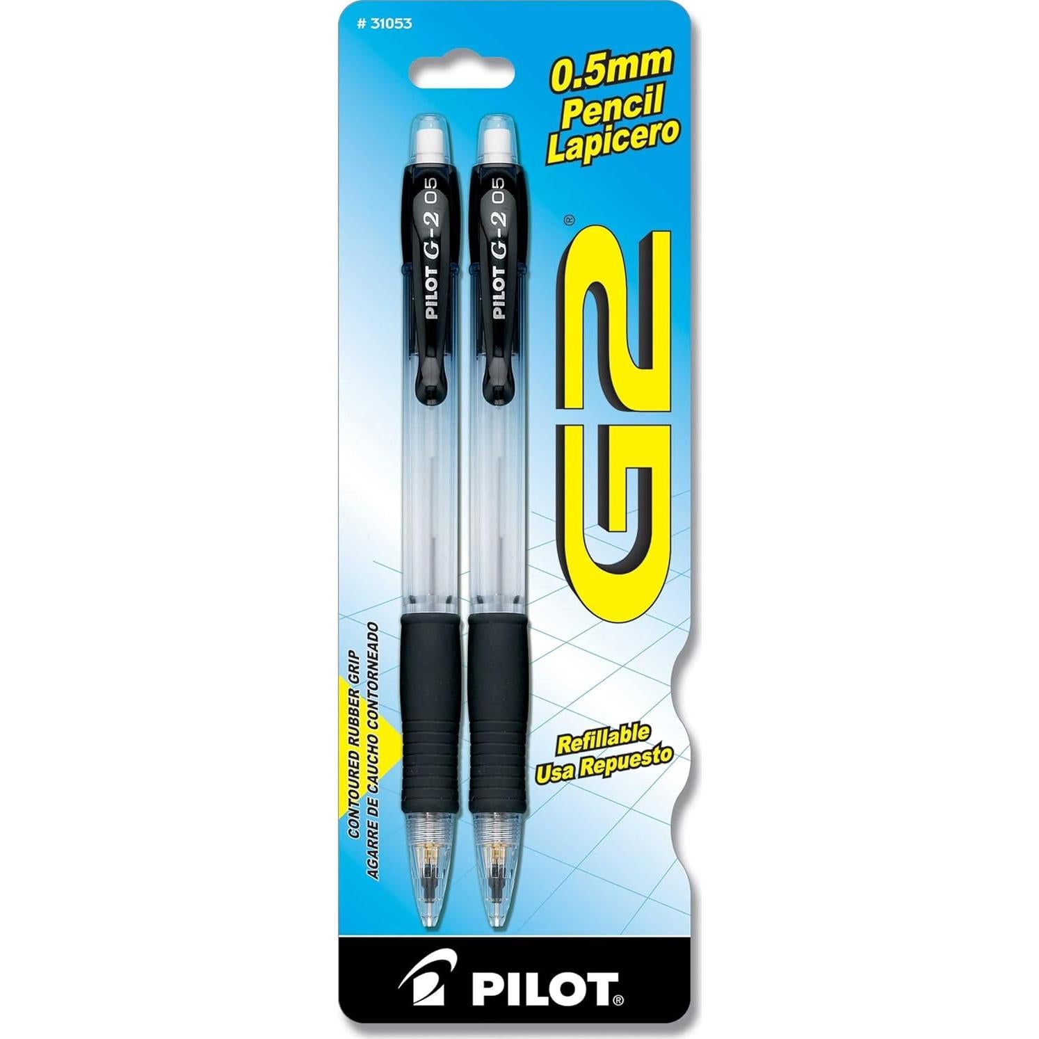 Lápices Mecánicos Pilot G2 0.5mm HB Transparente Paquete 2