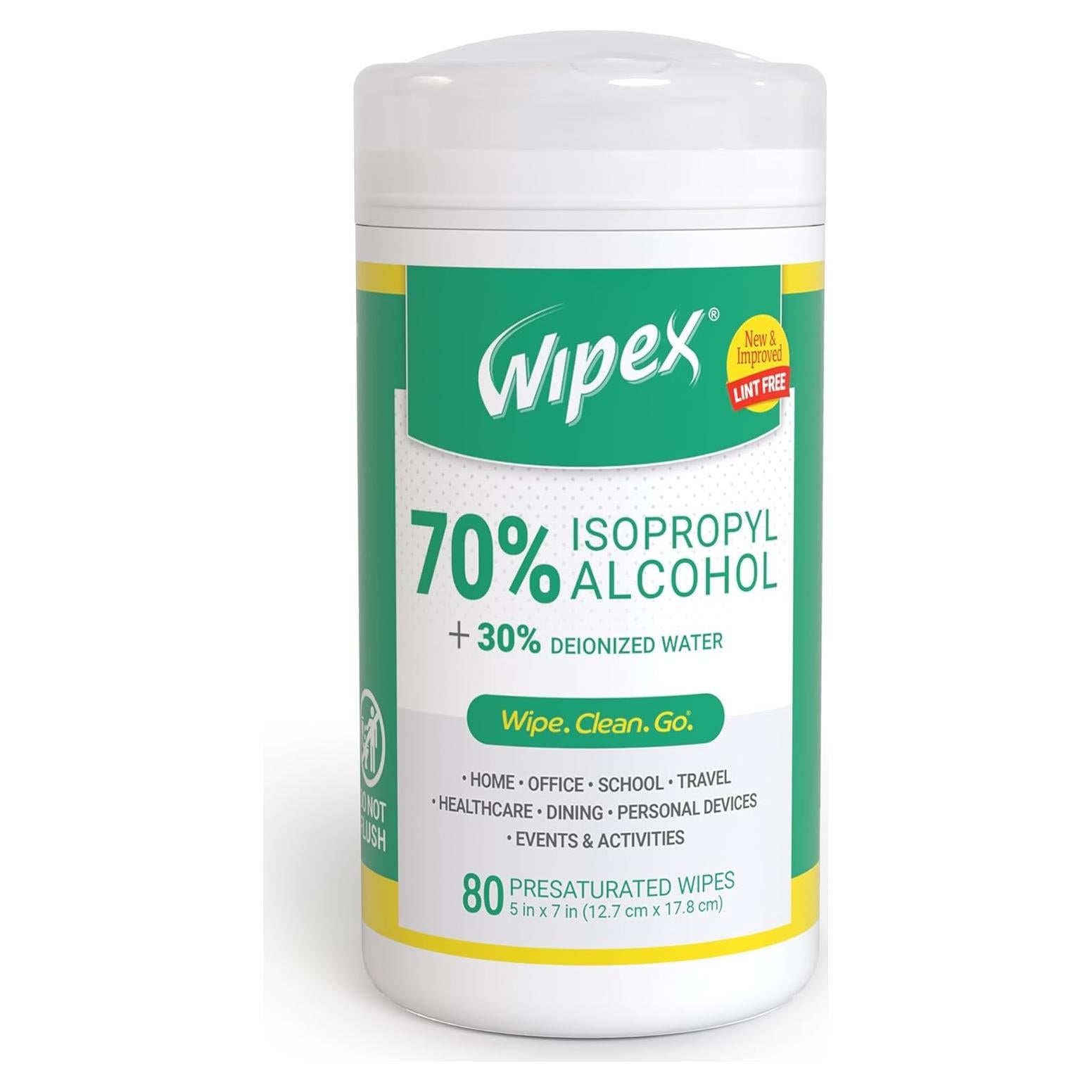 Toallitas de Alcohol Isopropílico Wipex 70% - 80 Unidades