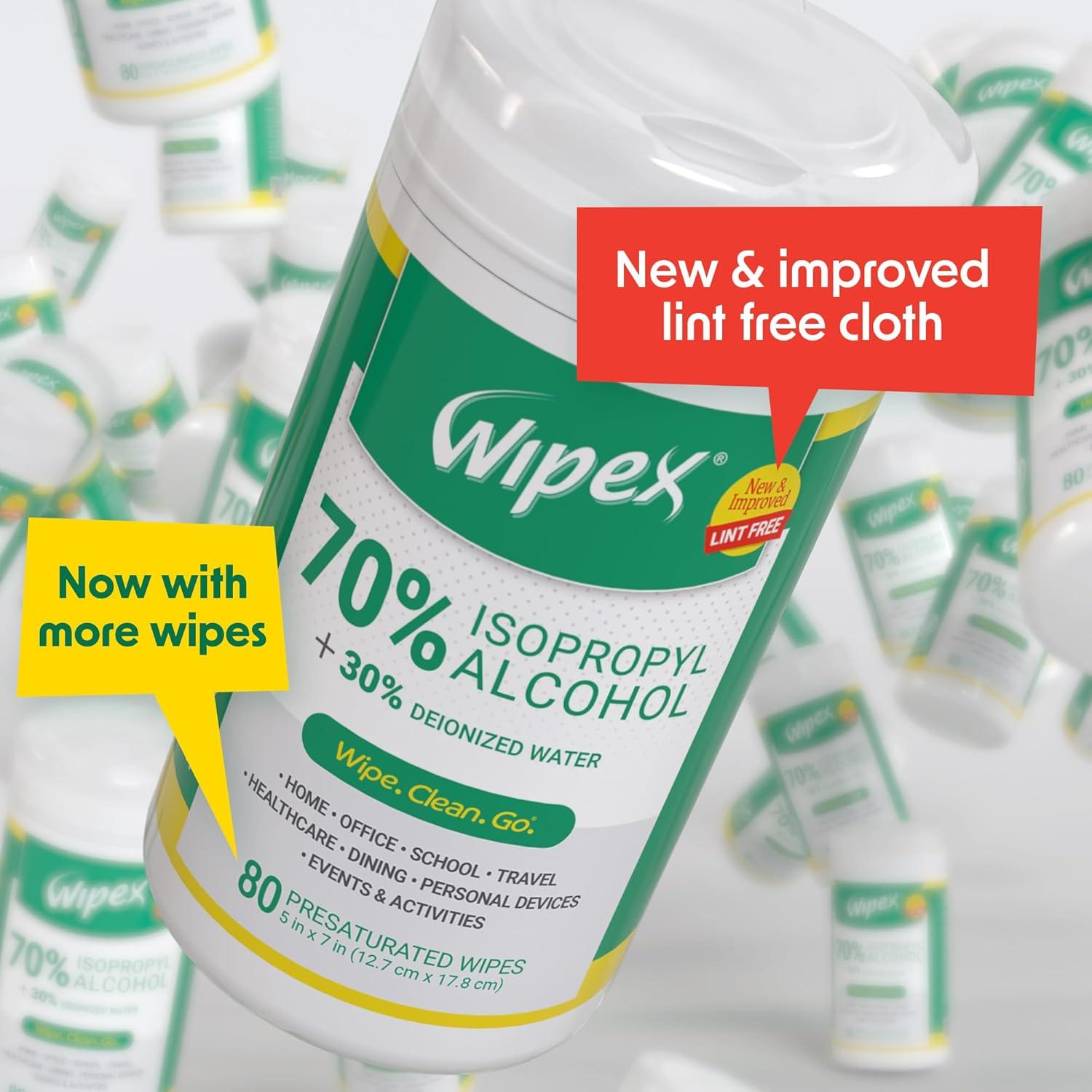 Toallitas de Alcohol Isopropílico Wipex 70% - 80 Unidades