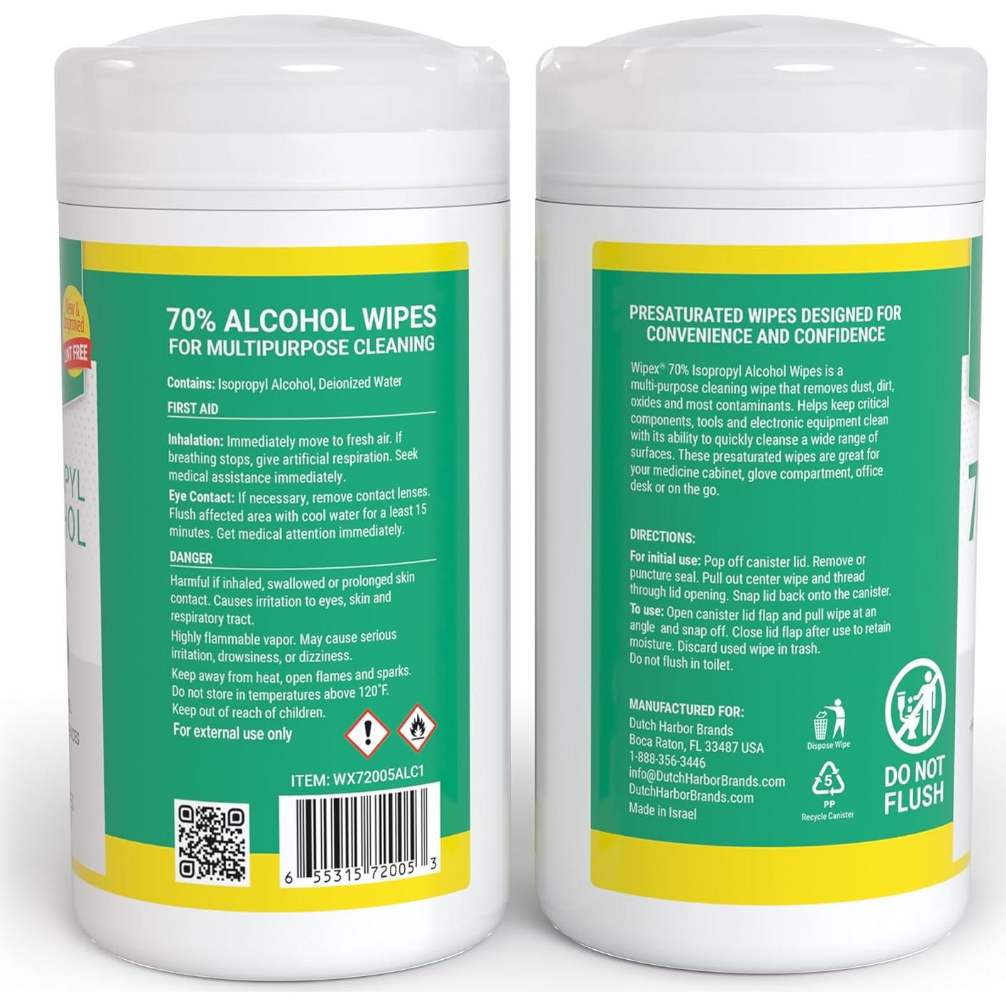 Toallitas de Alcohol Isopropílico Wipex 70% - 80 Unidades