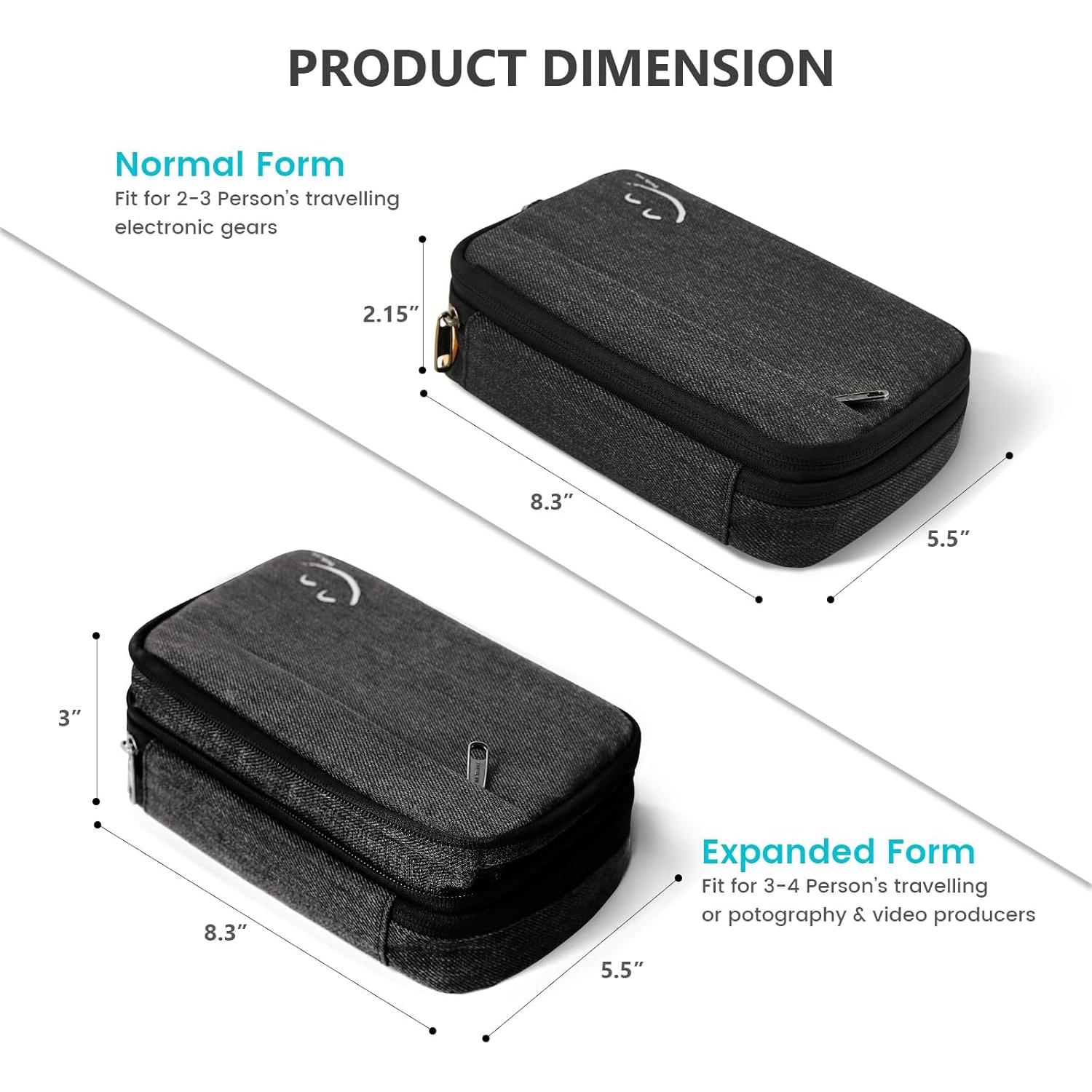 Organizador de Cables Travelkin Negro, Estuche Impermeable 21.1x14cm
