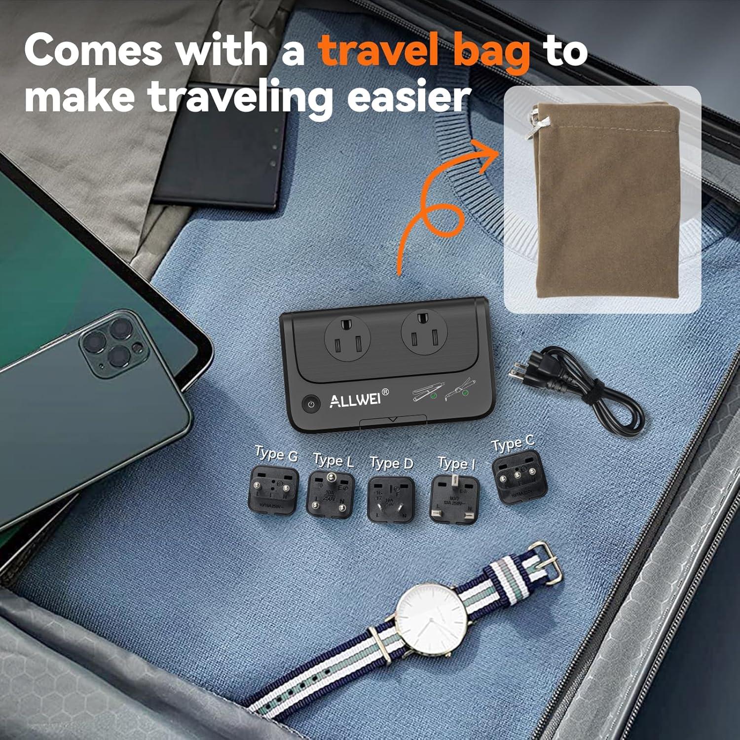 Convertidor de Voltaje ALLWEI 220V a 110V para Viajes